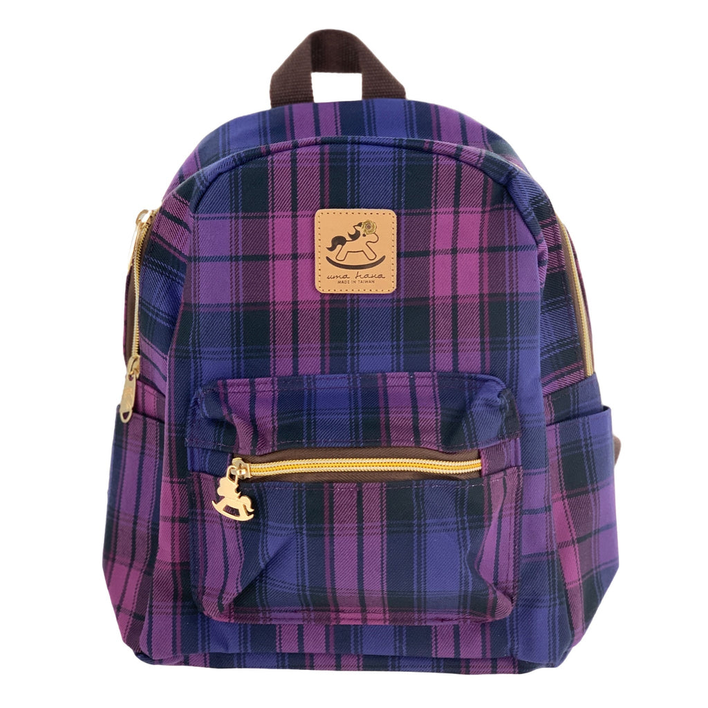 Purple & Pink Tartan Plaid Small Backpack Backpack Tworgis 