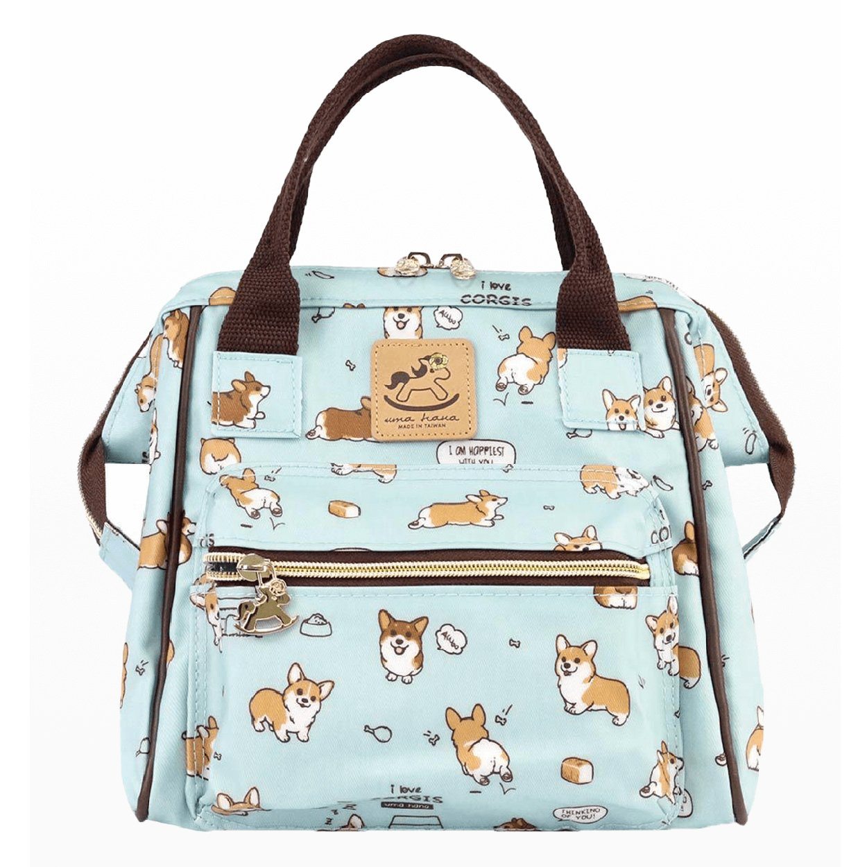 Teal Corgi Puppy Small Triple Usage Bag Triple Usage Bag Tworgis 