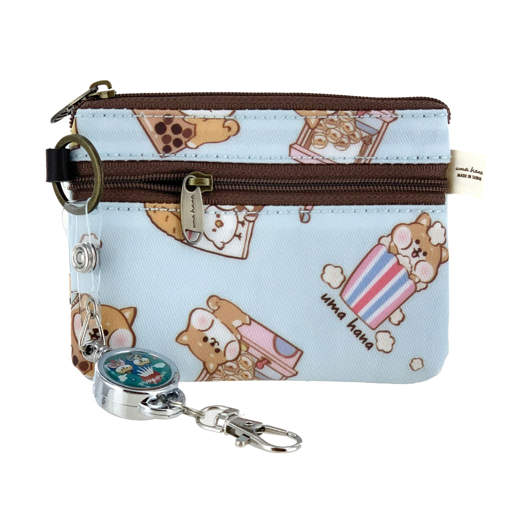 Baby Blue Shiba Snacks Retractable Coin Purse Retractable Coin Purse Tworgis 