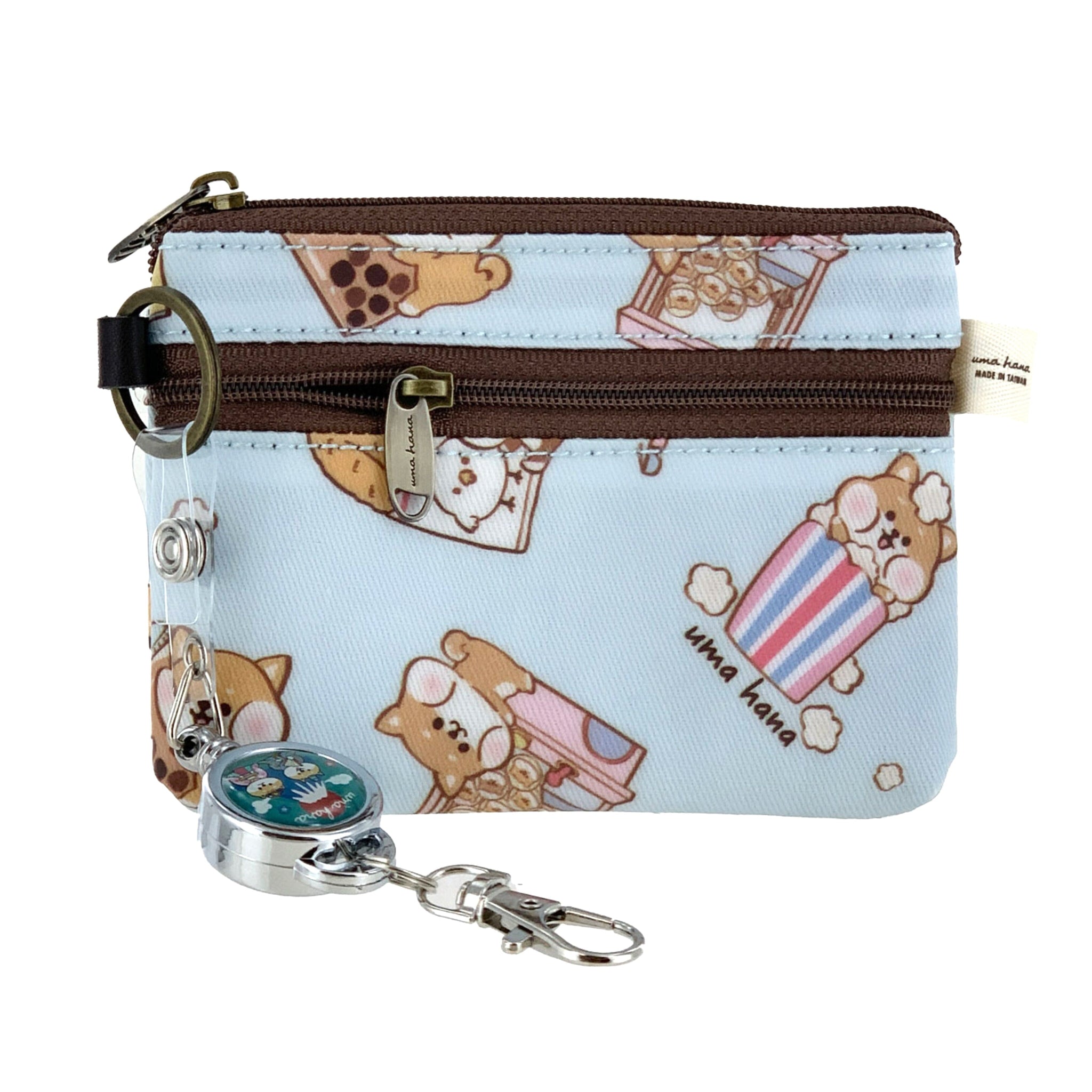 Baby Blue Shiba Snacks Retractable Coin Purse Retractable Coin Purse Tworgis 