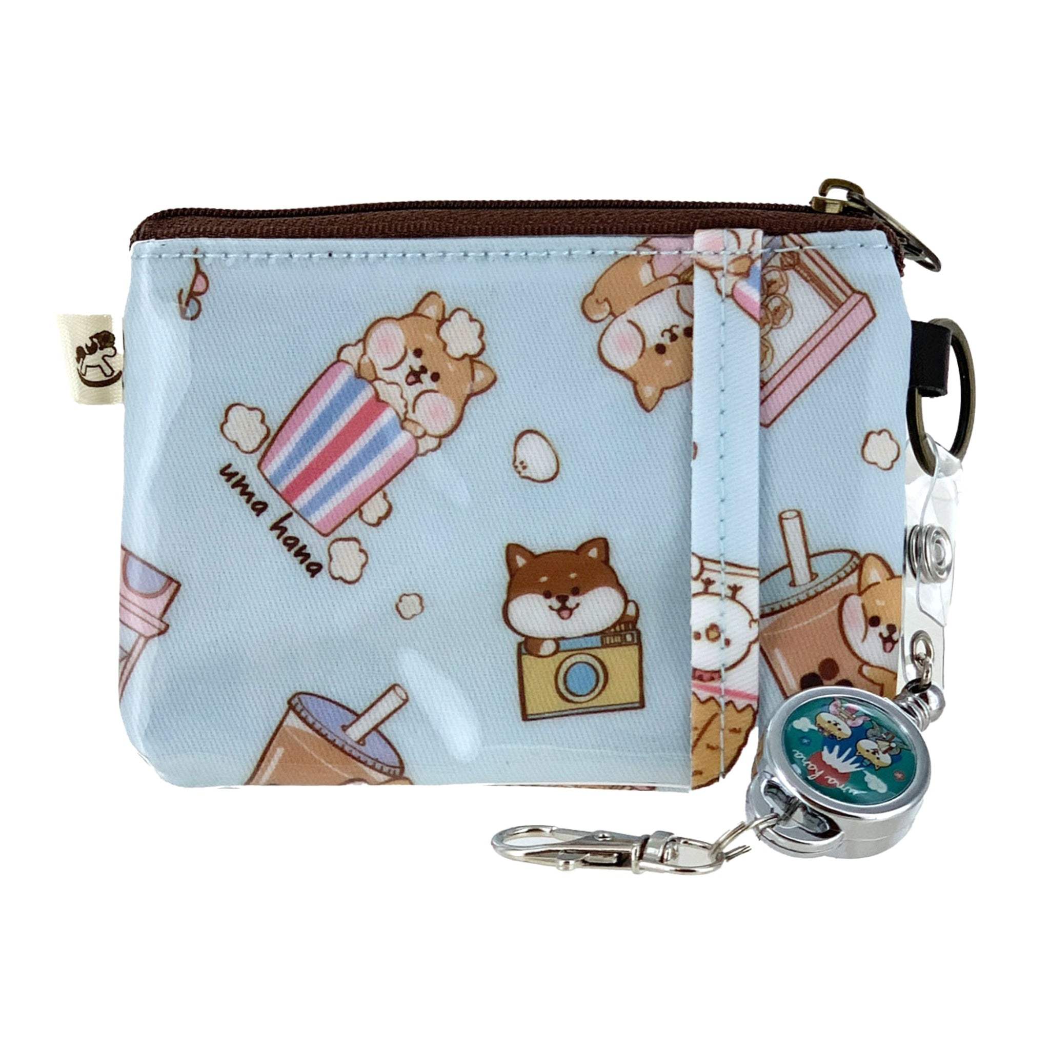 Baby Blue Shiba Snacks Retractable Coin Purse Retractable Coin Purse Tworgis 