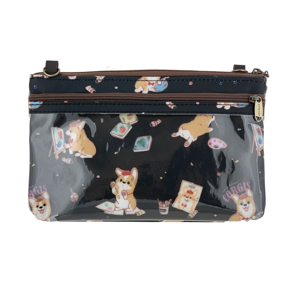 Black Color Me Corgi Zipper Crossbody