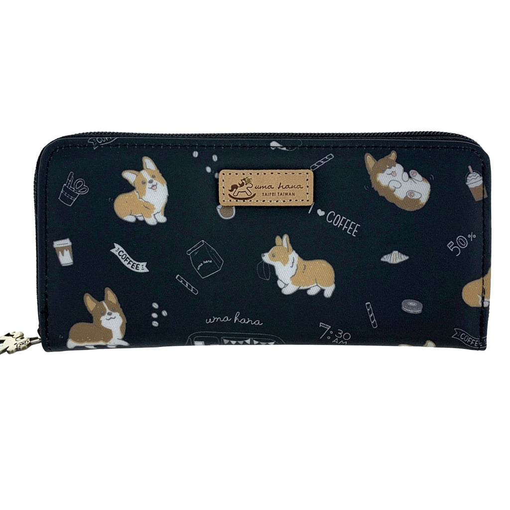 Black Corgis & Coffee Long Wallet Wallet Tworgis 