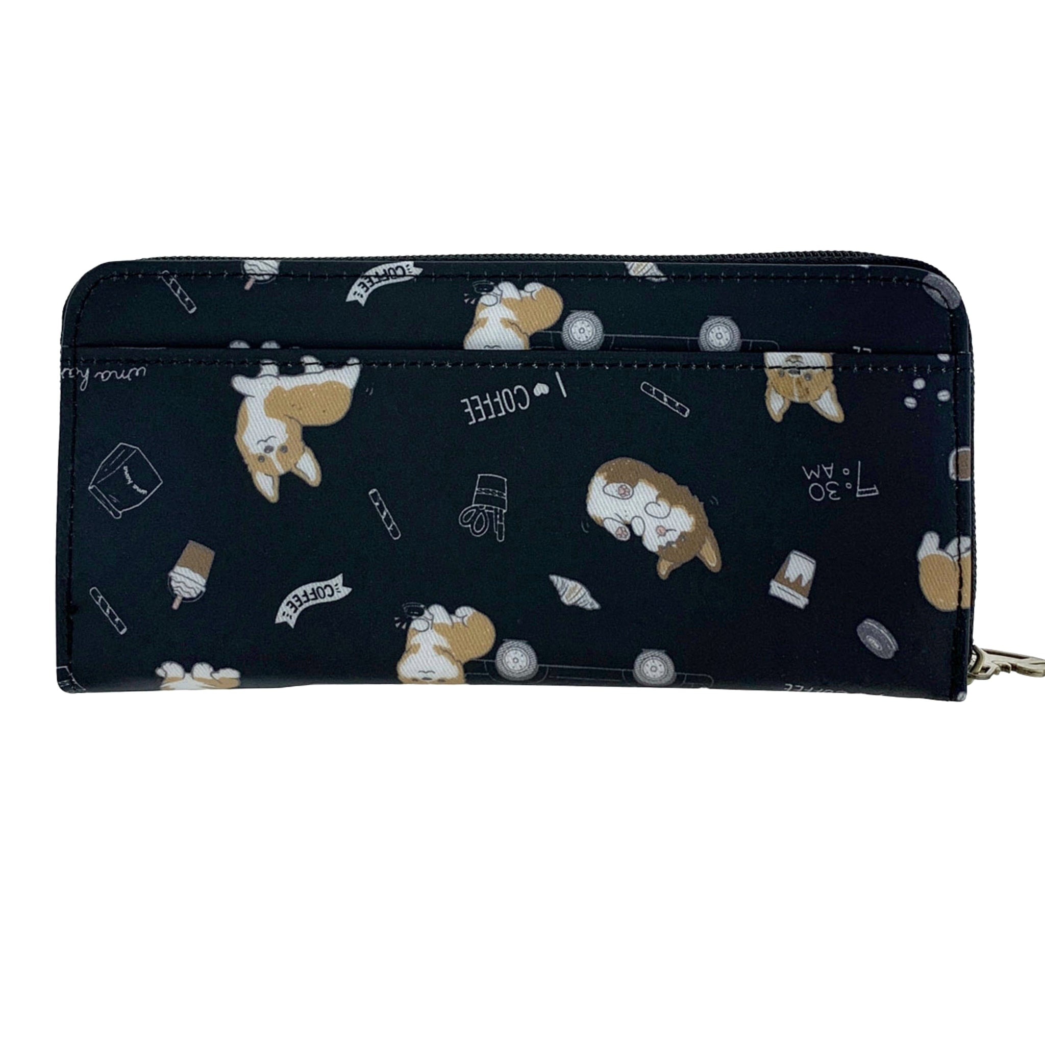 Black Corgis & Coffee Long Wallet Wallet Tworgis 