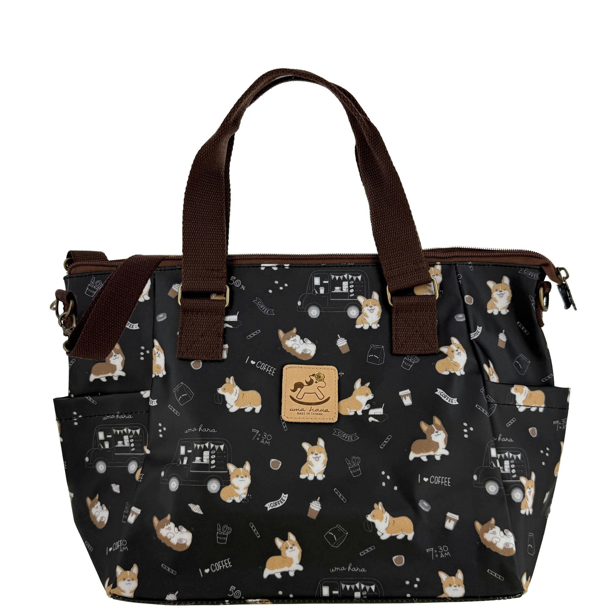 Black Corgis & Coffee Porlena Bag Tote Tworgis 