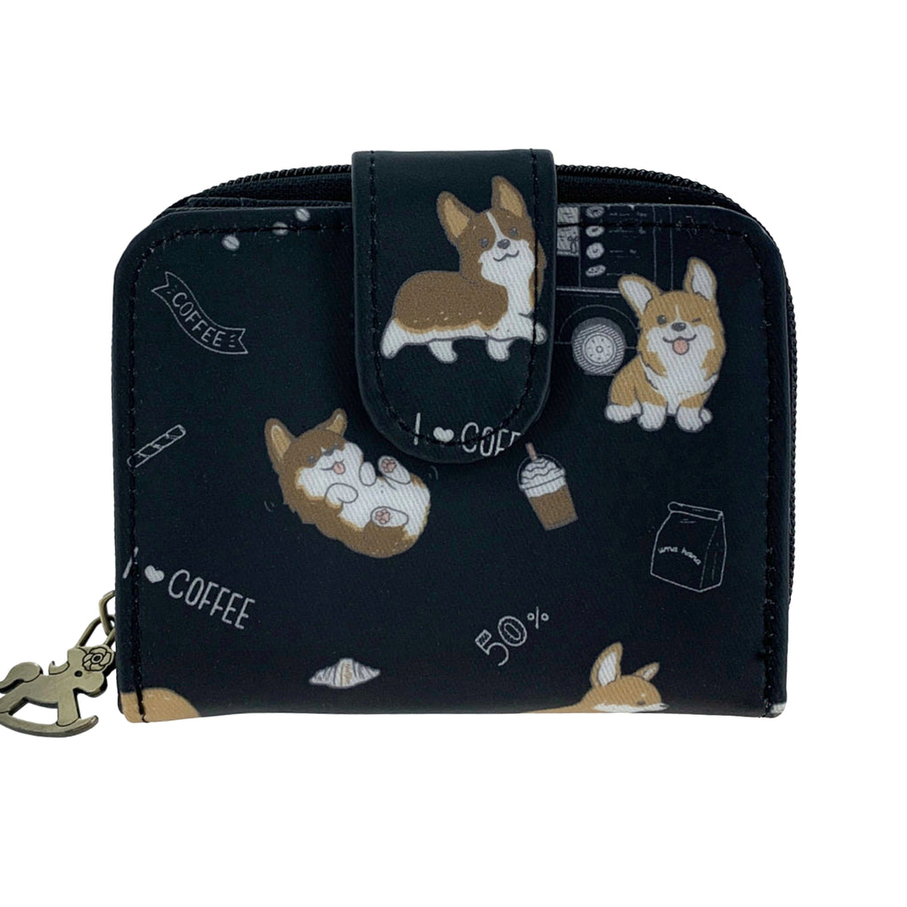 Black Corgis & Coffee Short Wallet Wallet Tworgis 