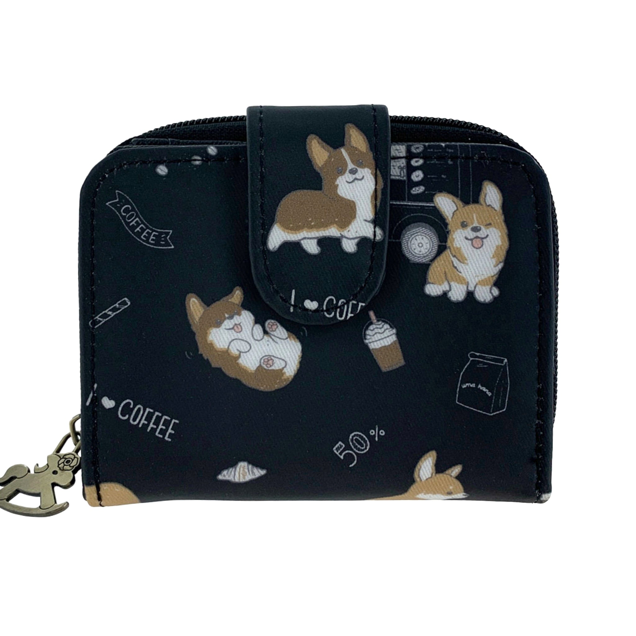 Black Corgis & Coffee Short Wallet Wallet Tworgis 