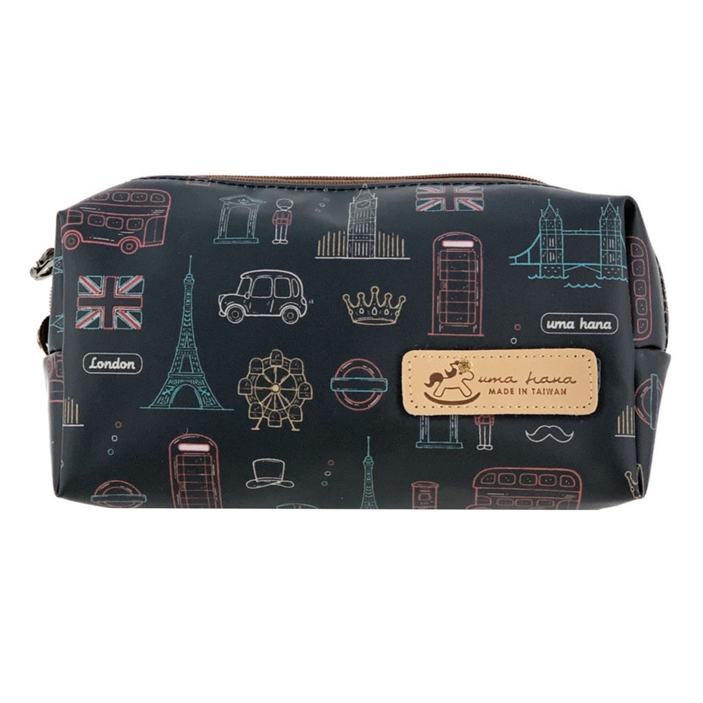 Black Europe Stencil Rectangle Cosmetic Bag