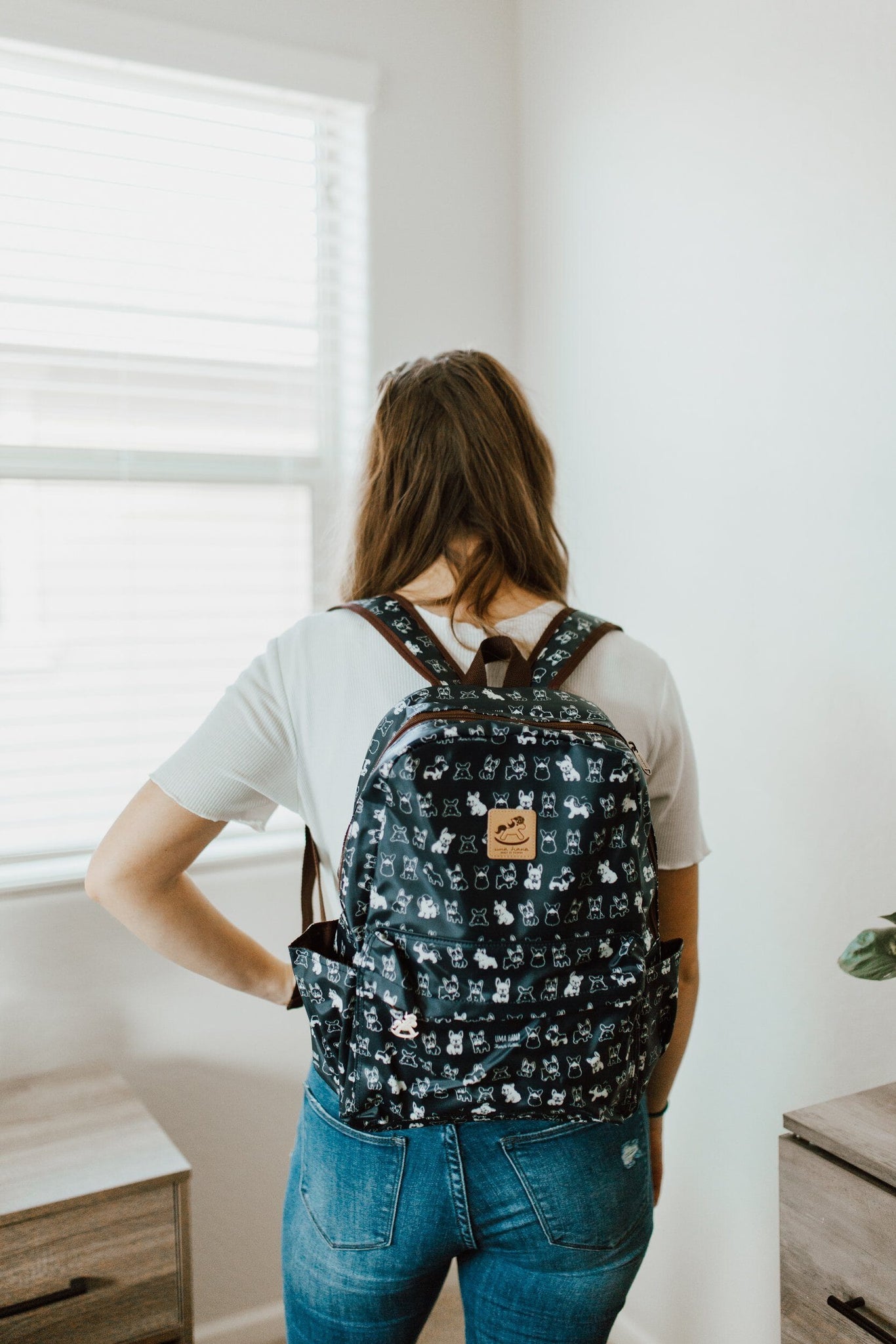 Black Surfing Corgi Large Backpack Backpack Tworgis 