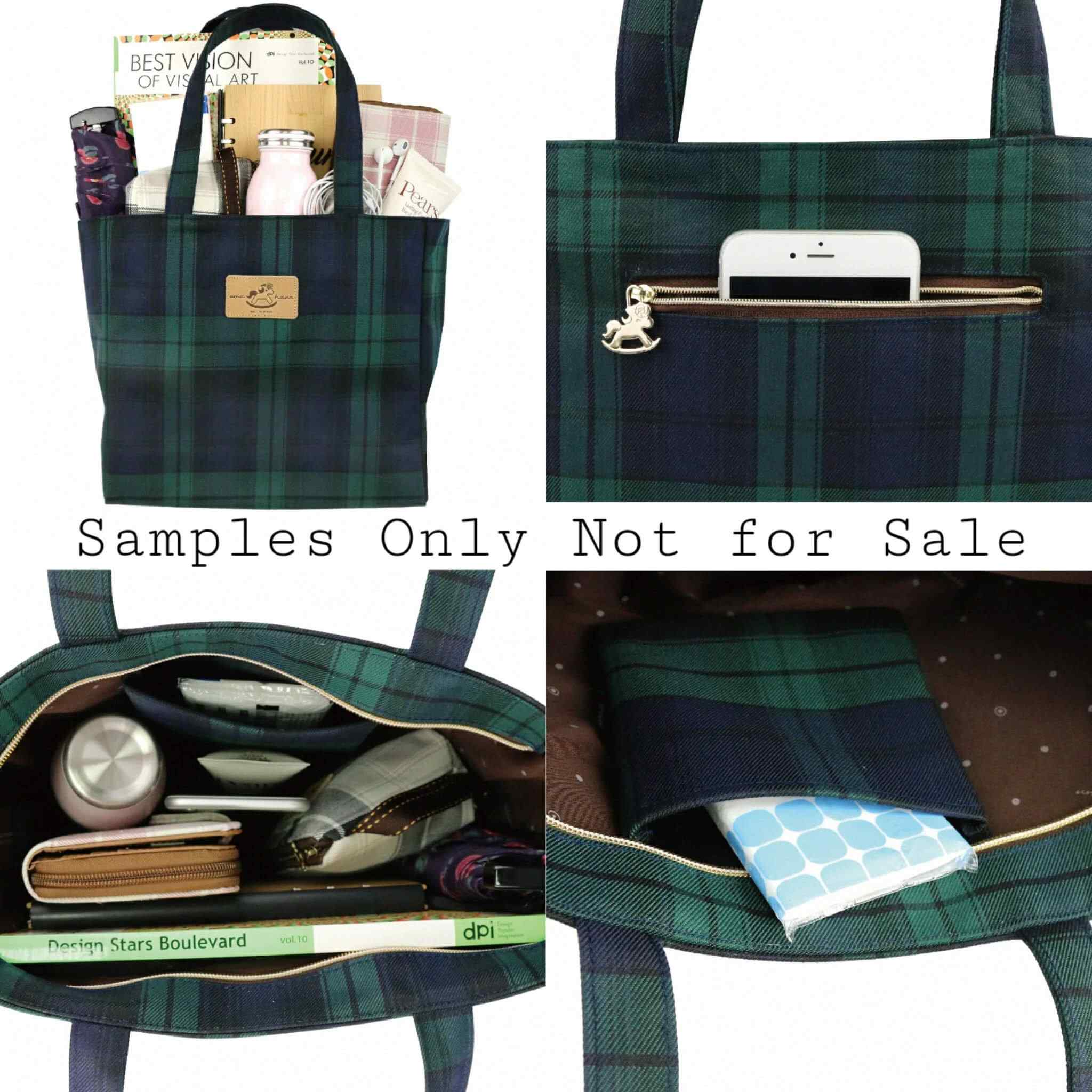 Green & Blue Tartan Plaid Medium Tote Tote Tworgis