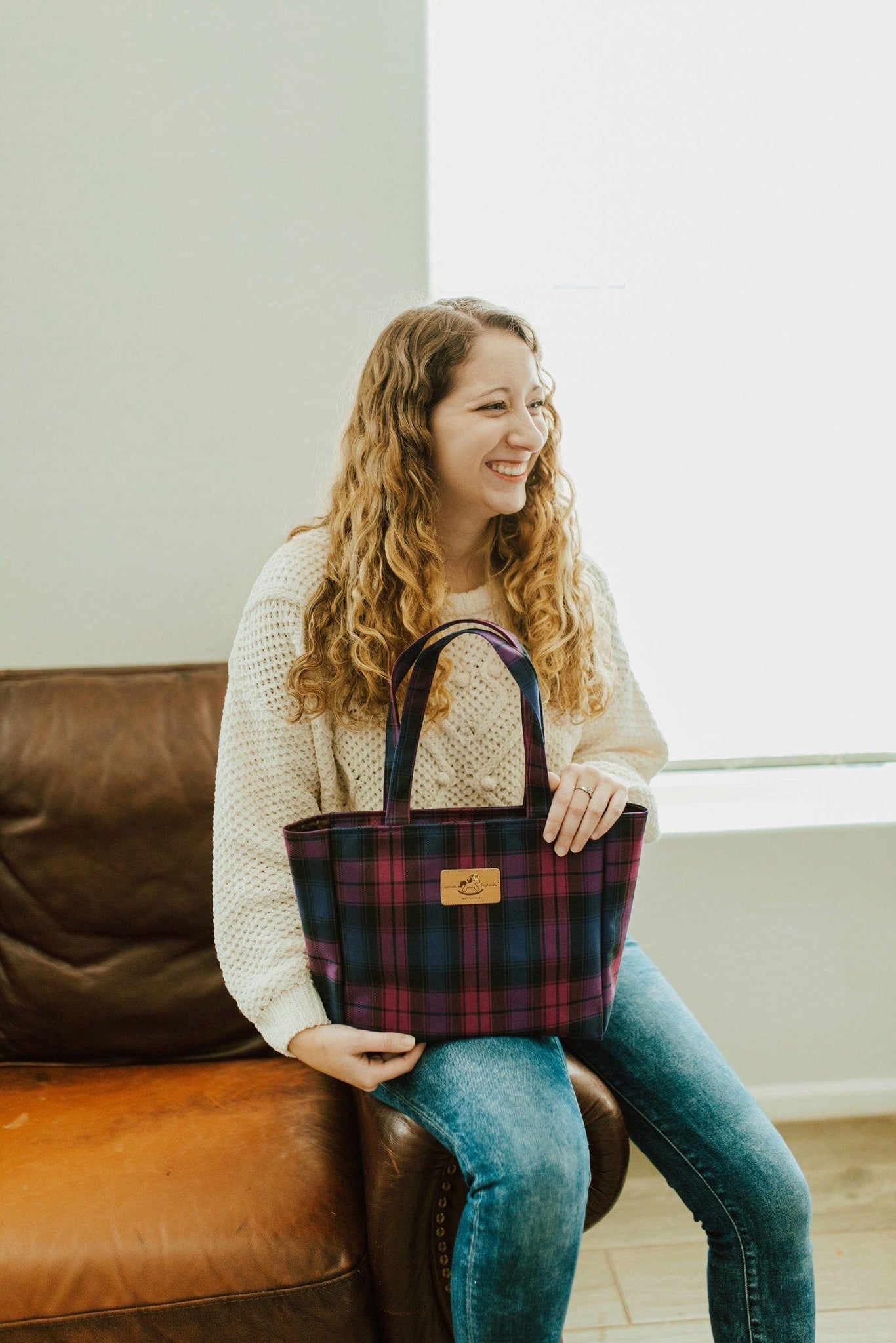 Green & Blue Tartan Plaid Medium Tote Tote Tworgis 