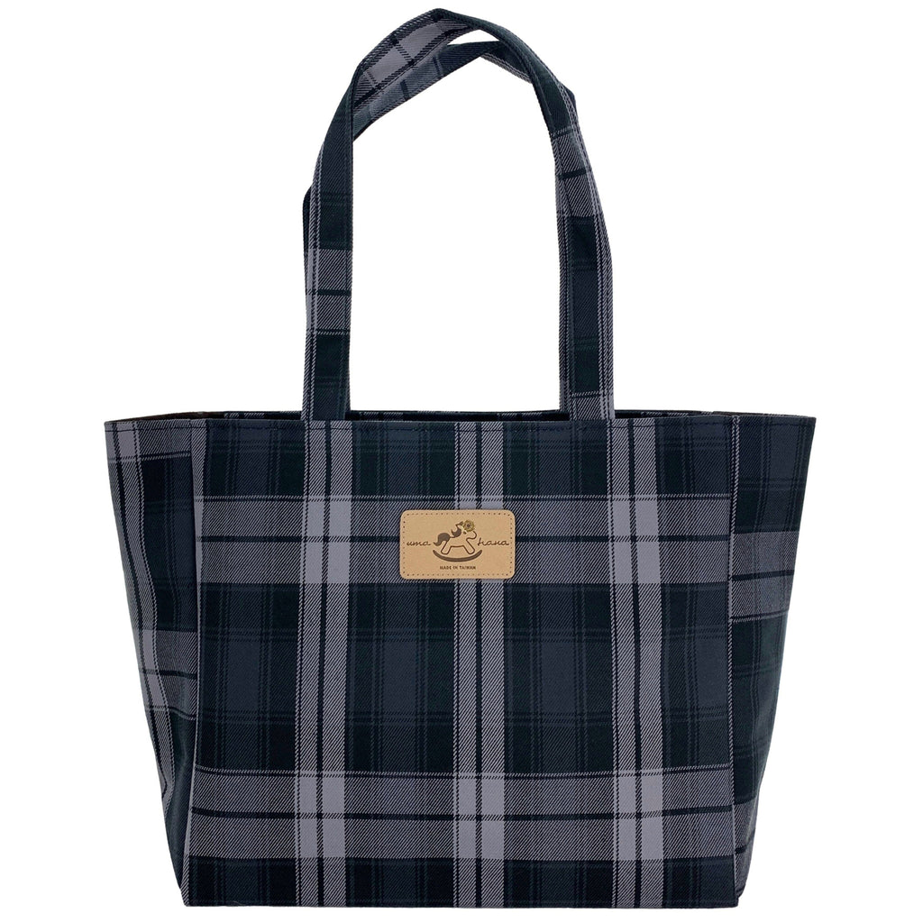 Black & Gray Tartan Plaid Medium Tote Tote Tworgis 