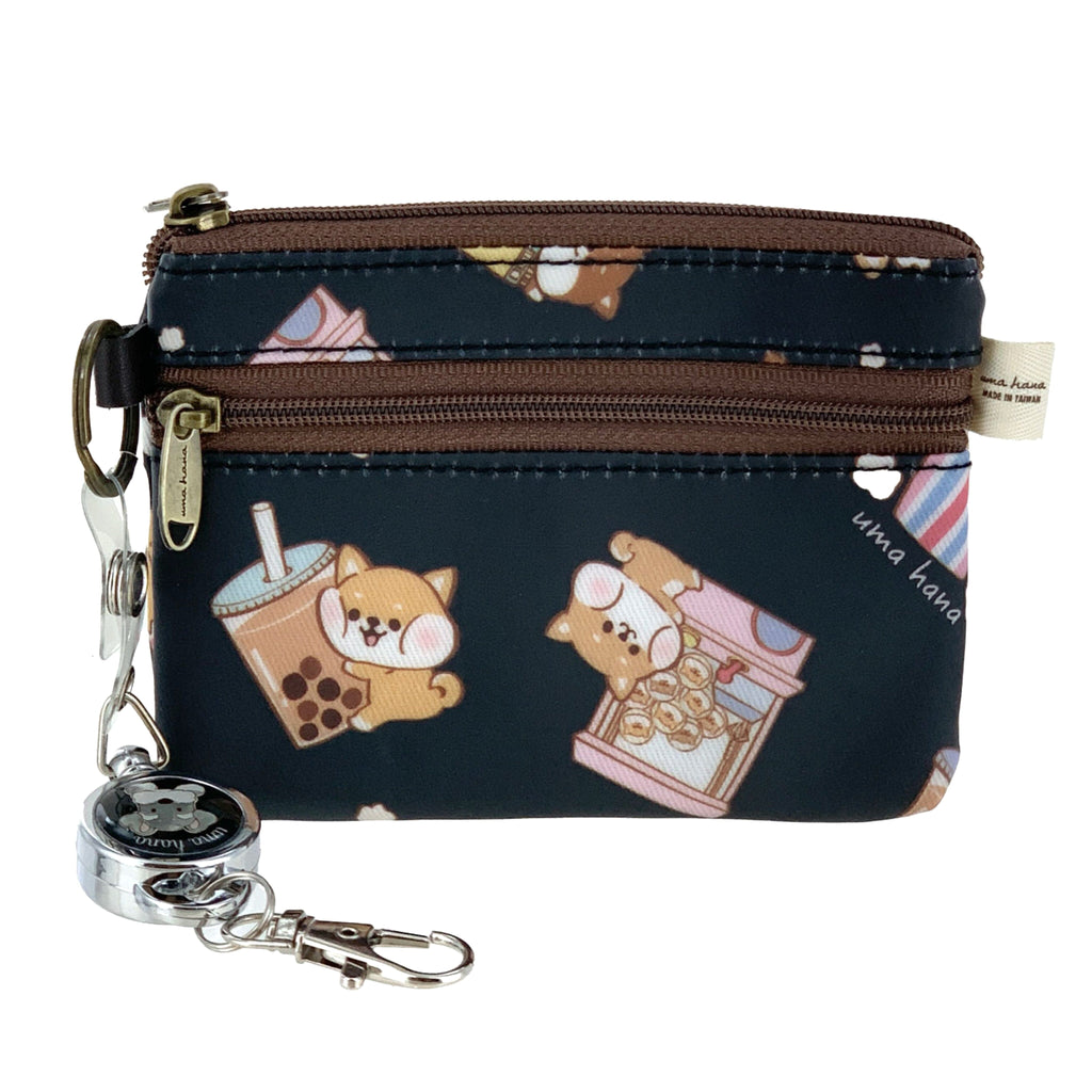Black Shiba Snacks Retractable Coin Purse Retractable Coin Purse Tworgis 