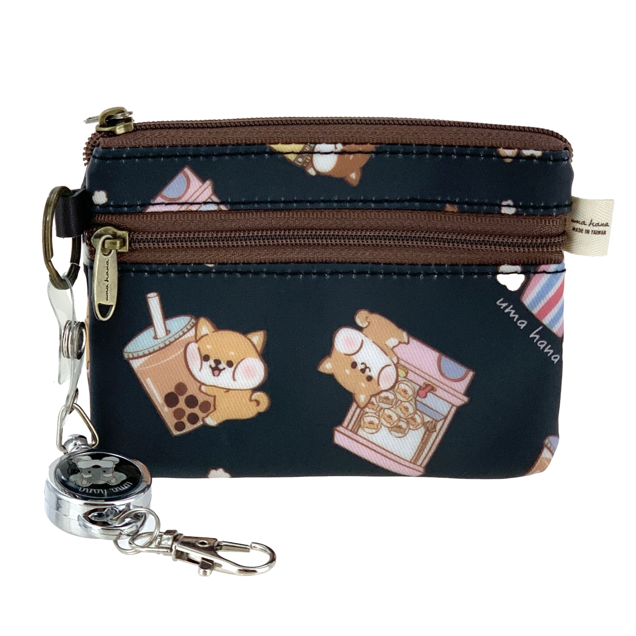 Black Shiba Snacks Retractable Coin Purse Retractable Coin Purse Tworgis 
