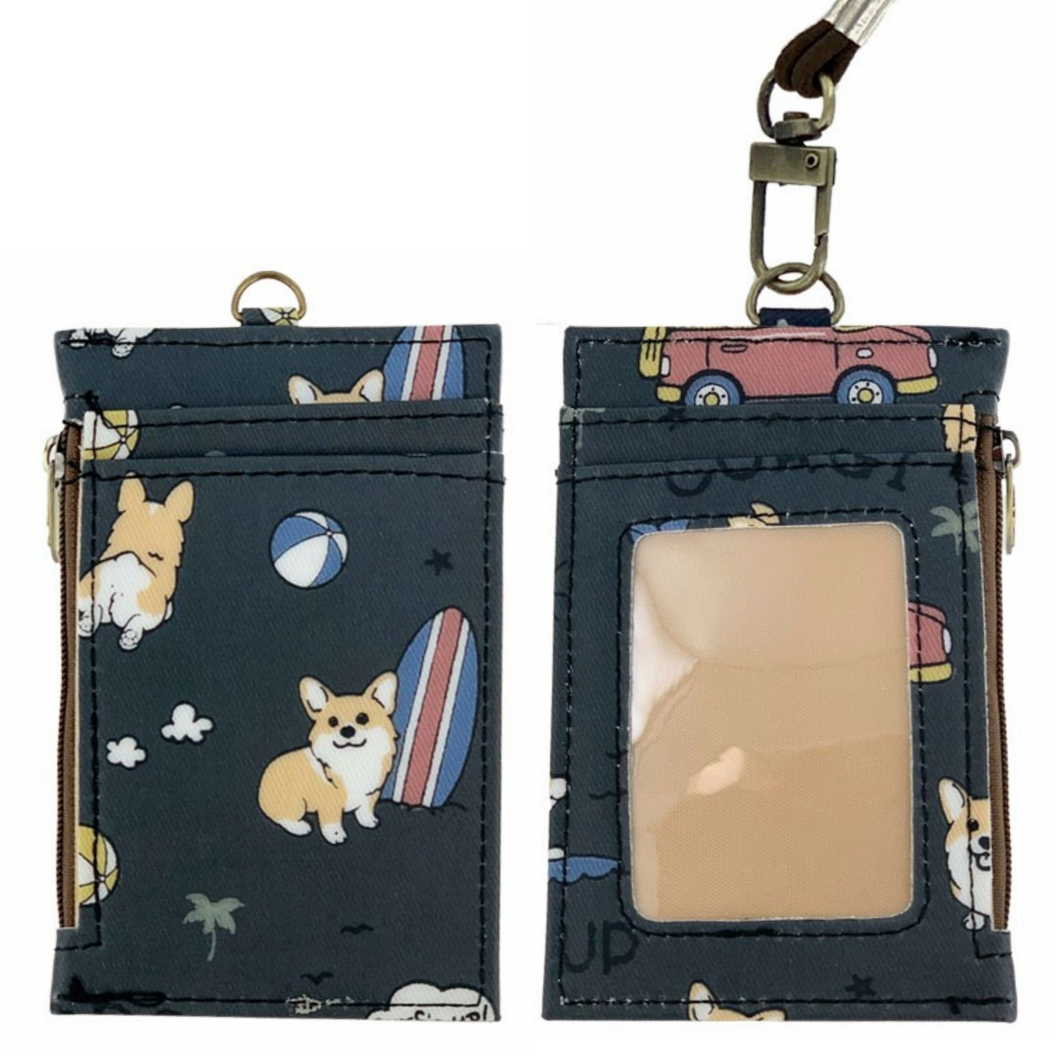 Black Surfing Corgi Stretchy ID Holder – Tworgis
