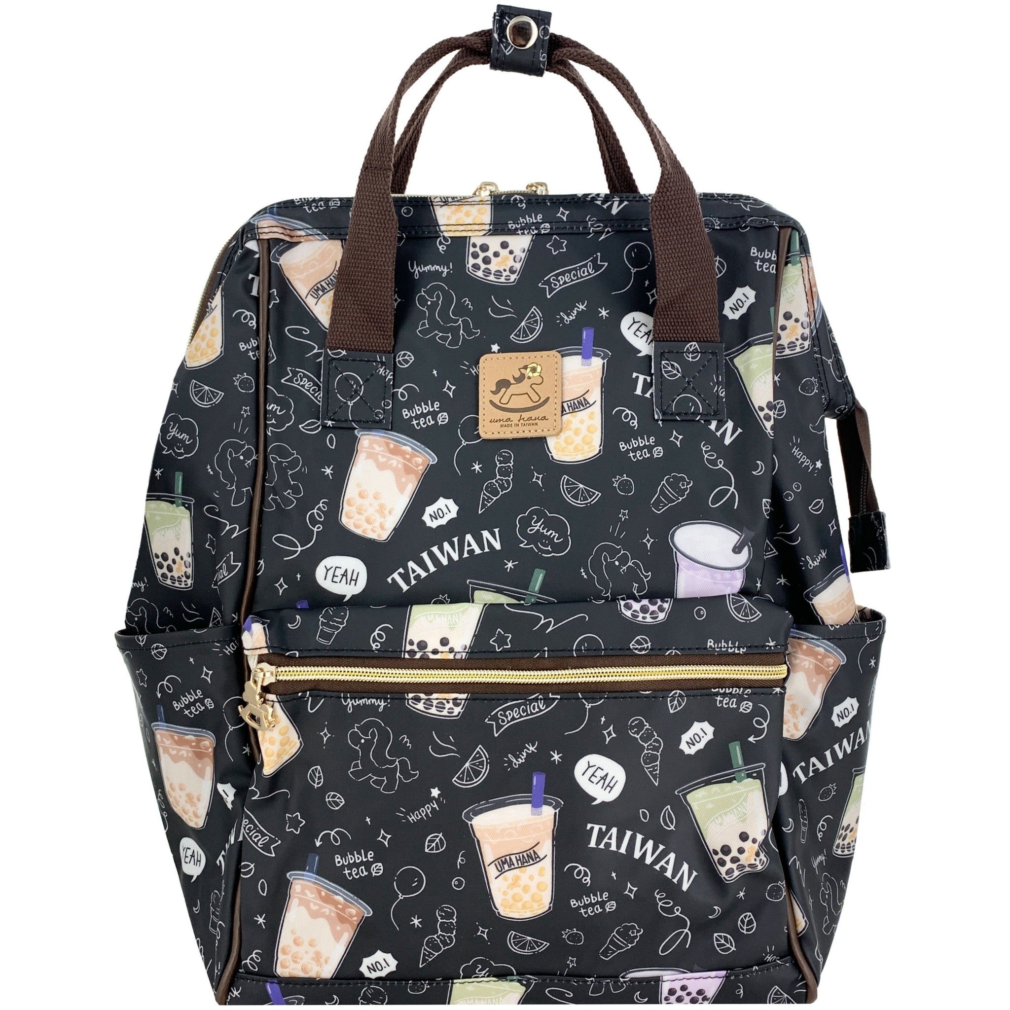 Black Taiwan Boba Large Opening Backpack