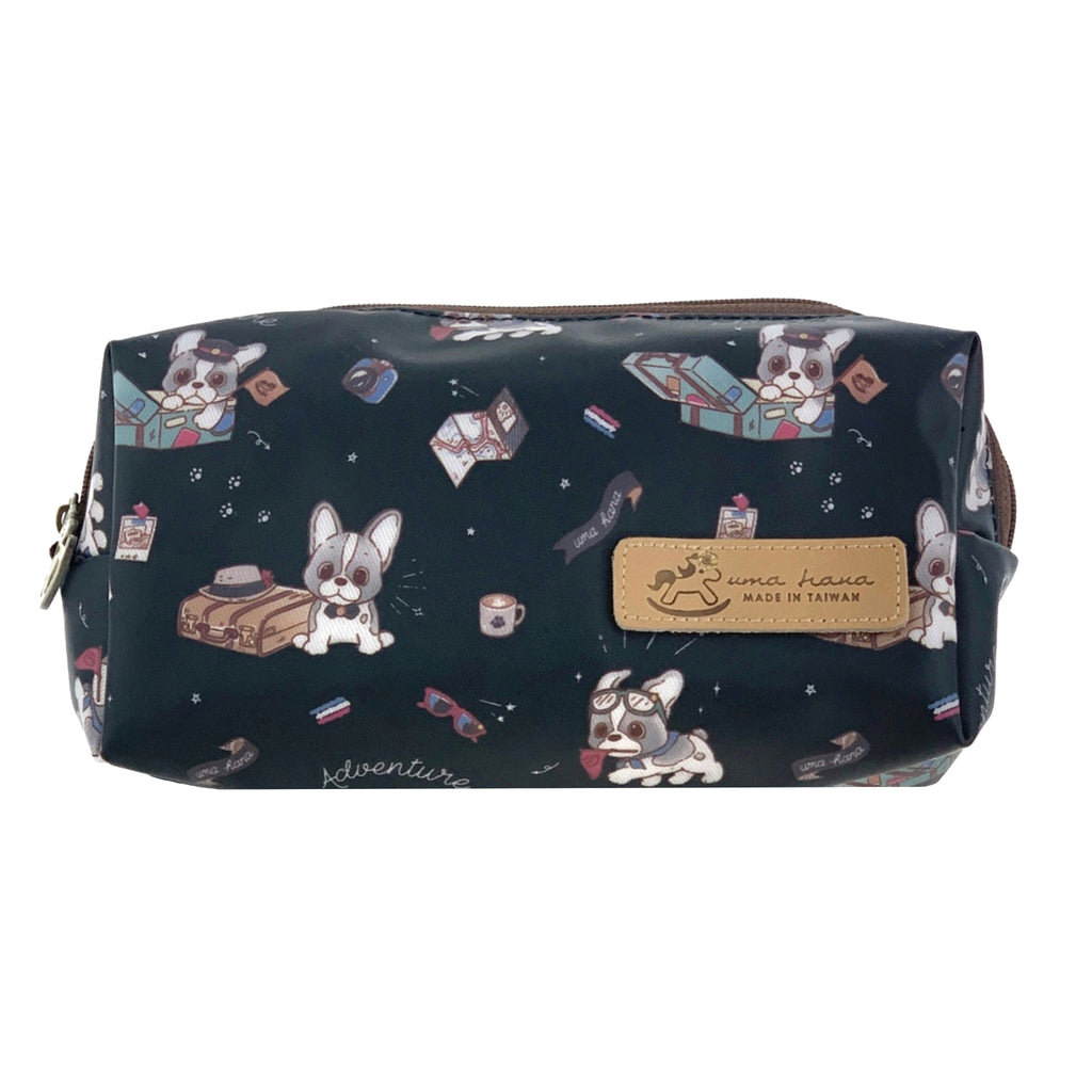 Black Travel Frenchie Rectangle Cosmetic Bag Cosmetic Bag Tworgis 