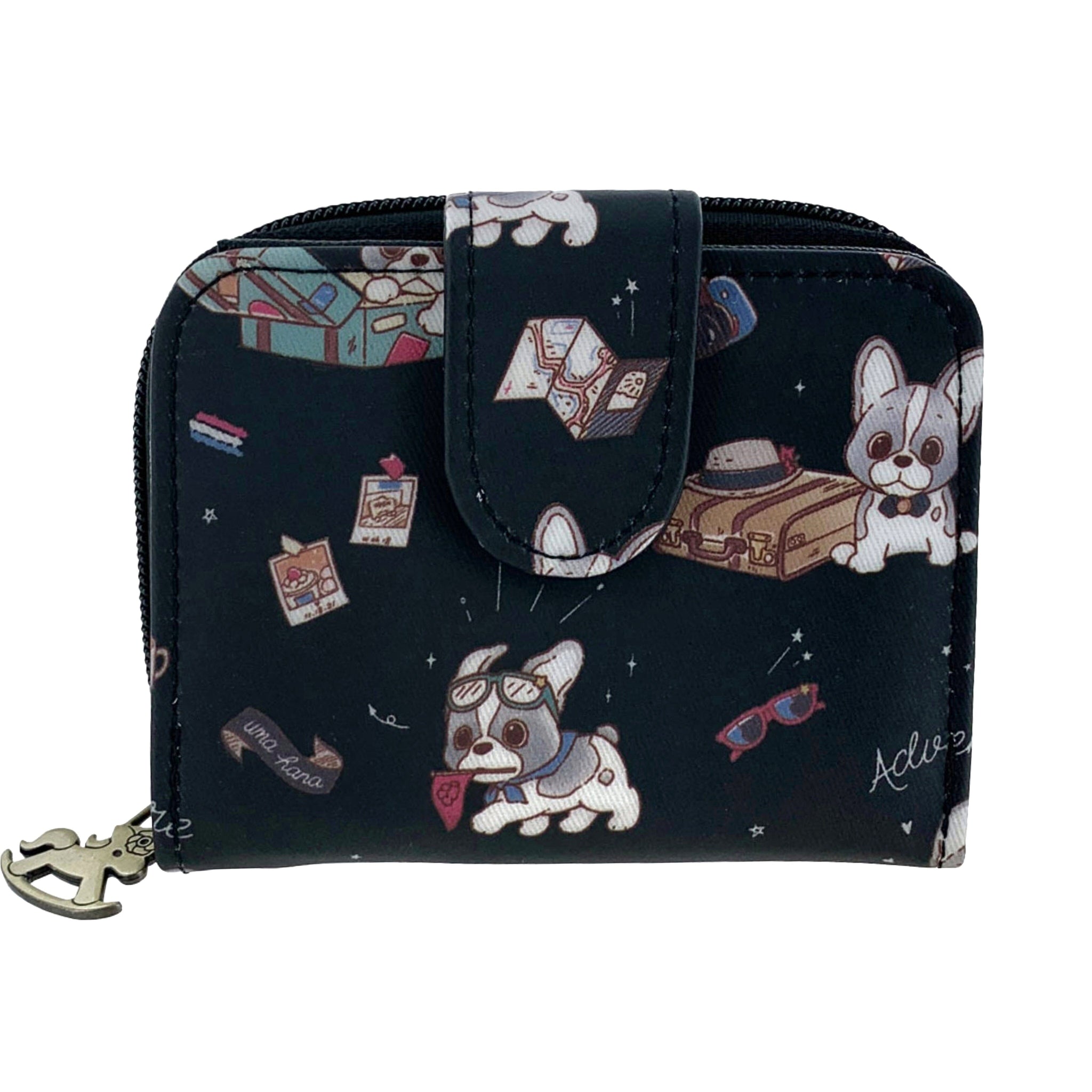 Black Travel Frenchie Short Wallet Wallet Tworgis 