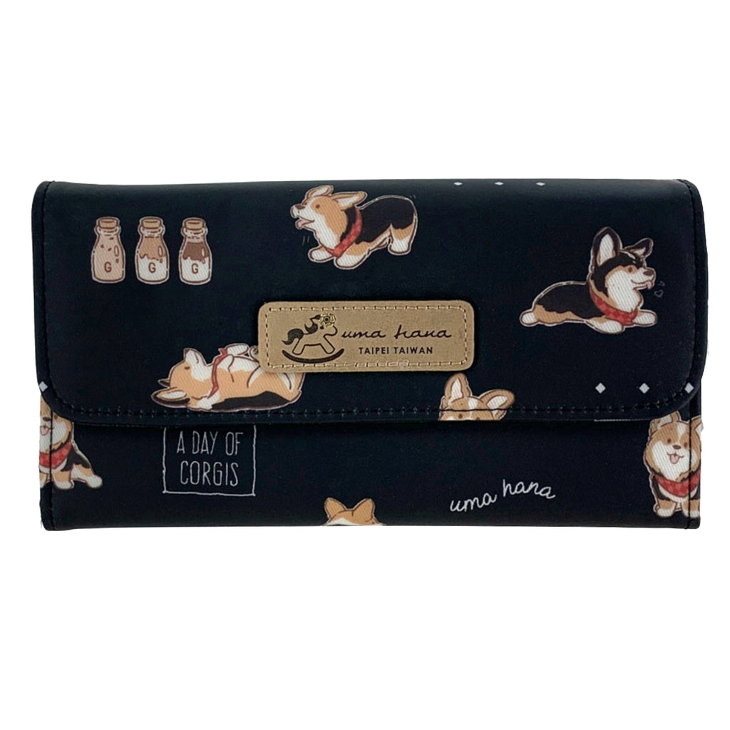 Black Tricolor Corgi Multifunctional Wallet Wallet Tworgis 