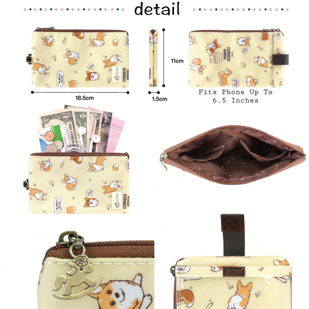 Pink Snow Corgi Phone Pouch