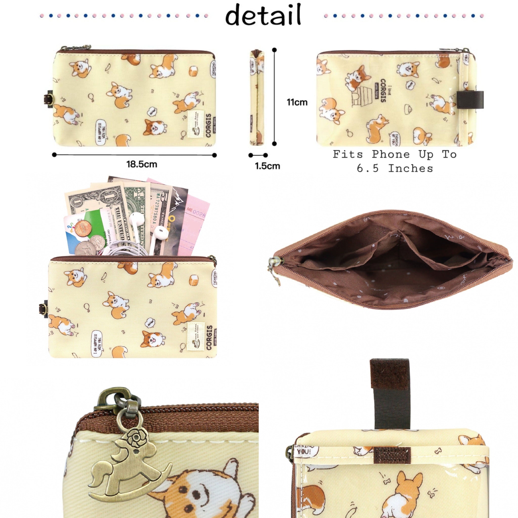 Pink Snow Corgi Phone Pouch
