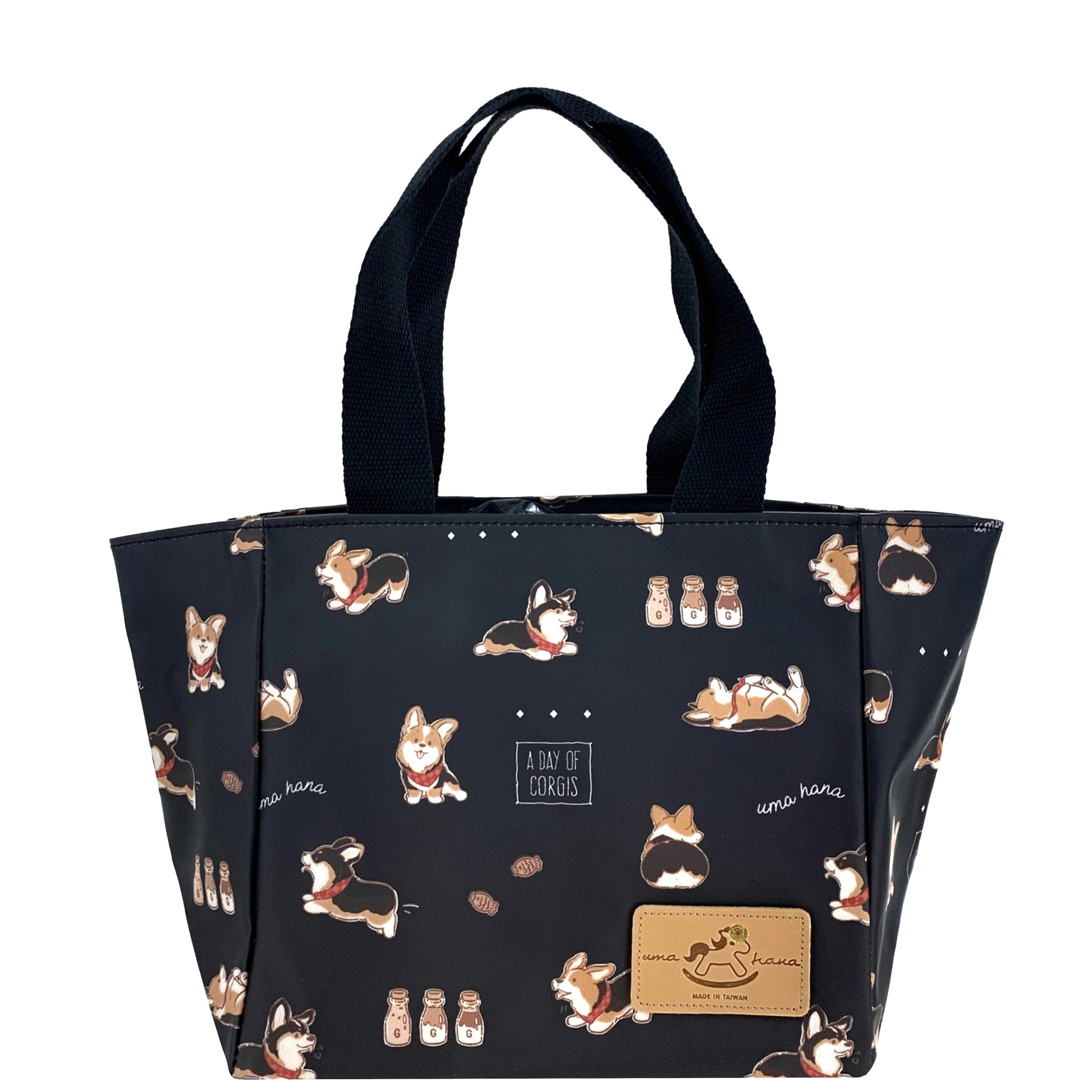 Black Tricolor Corgi Square Handbag Handbag Tworgis 