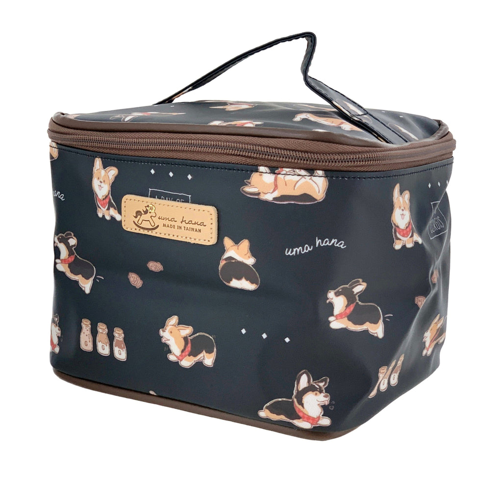 Black Tricolor Corgi Travel Cosmetic Bag Cosmetic Bag Tworgis 