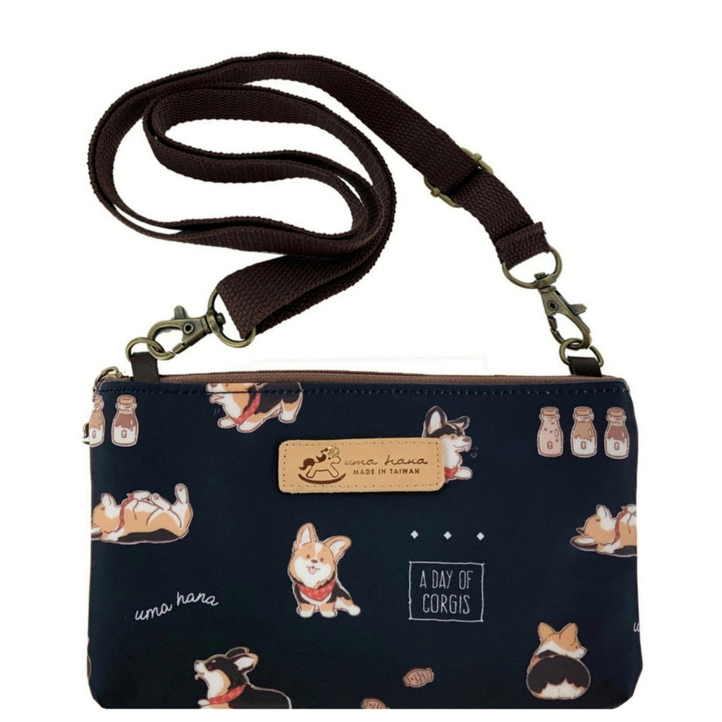 Black Tricolor Corgi Zipper Crossbody Crossbody Tworgis 