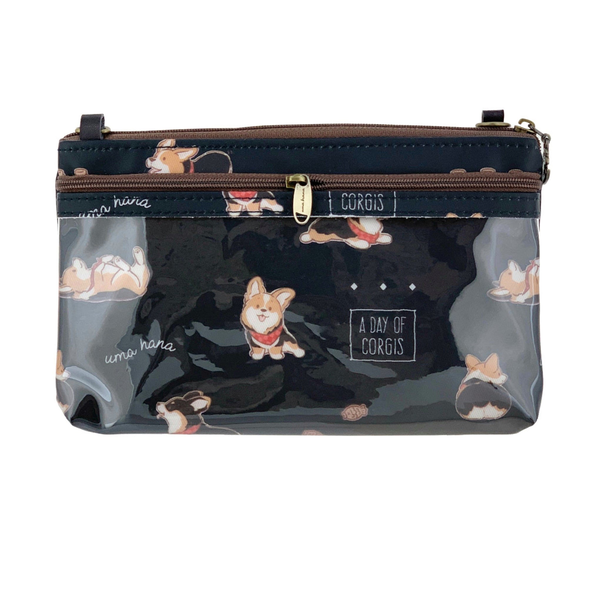 Black Tricolor Corgi Zipper Crossbody Crossbody Tworgis 