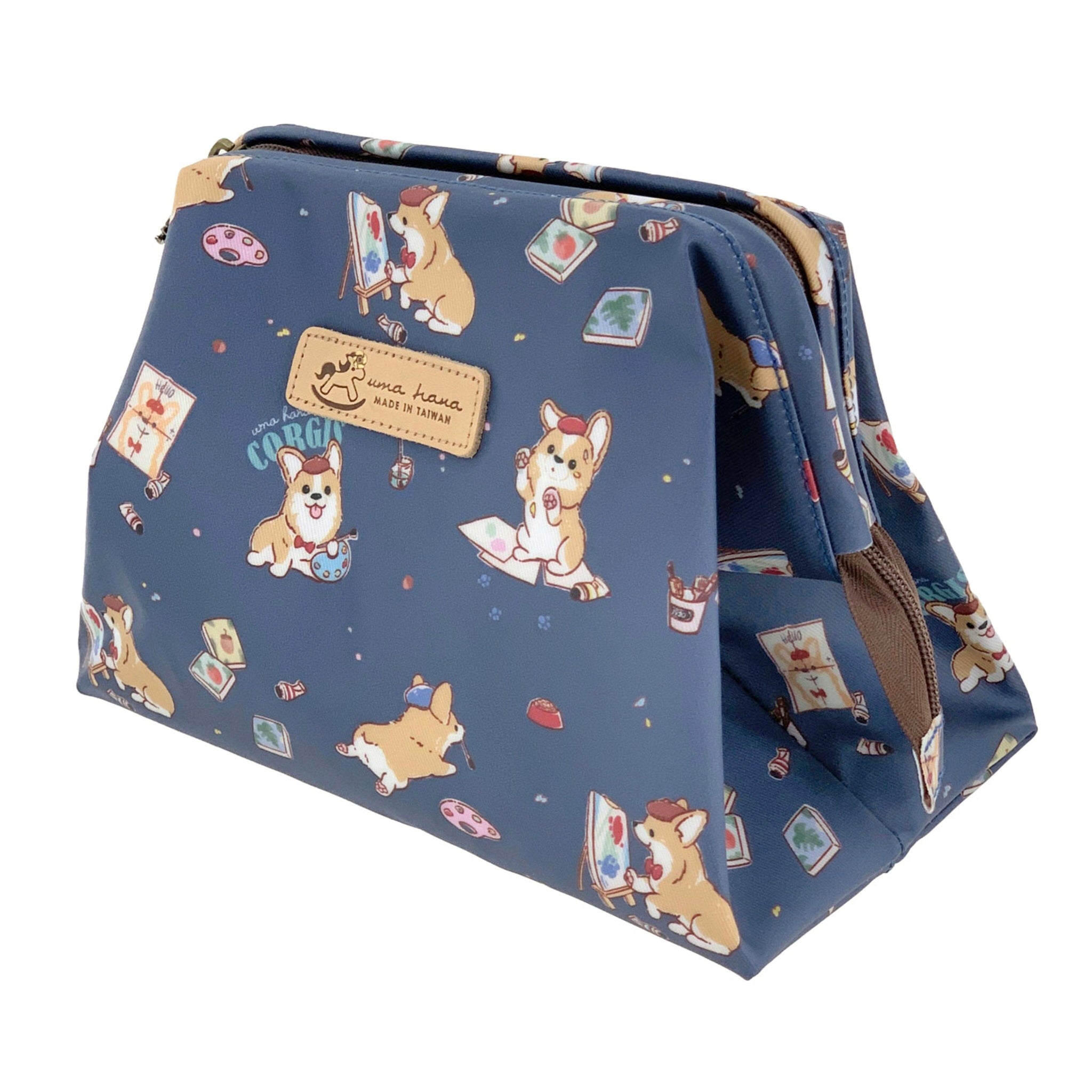 Blue Color Me Corgi Large Cosmetic Bag Cosmetic Bag Tworgis 