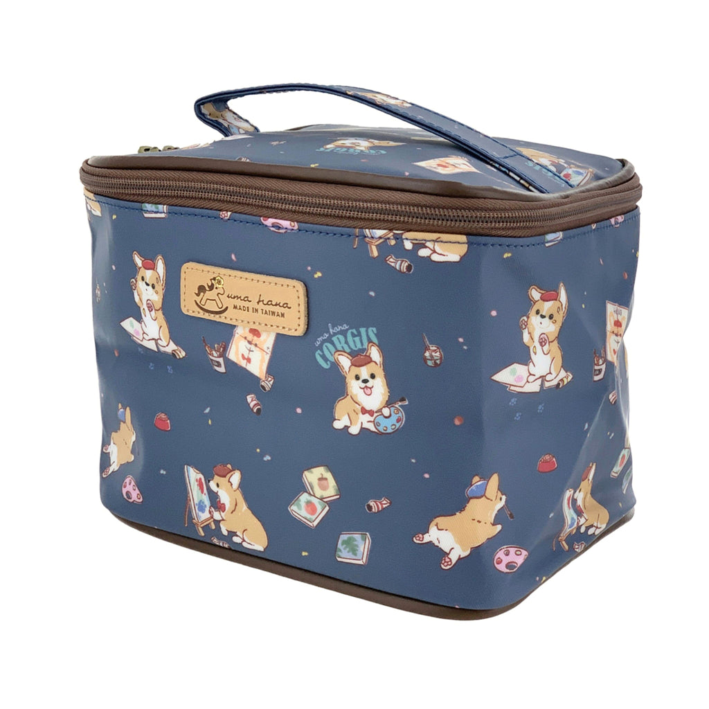 Blue Color Me Corgi Travel Cosmetic Bag Cosmetic Bag Tworgis 