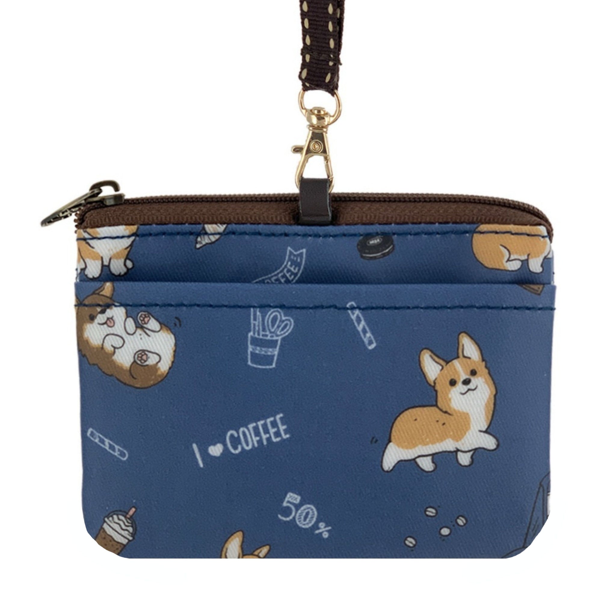 Blue Corgis & Coffee Card & Coin Purse Card & Coin Purse Tworgis 