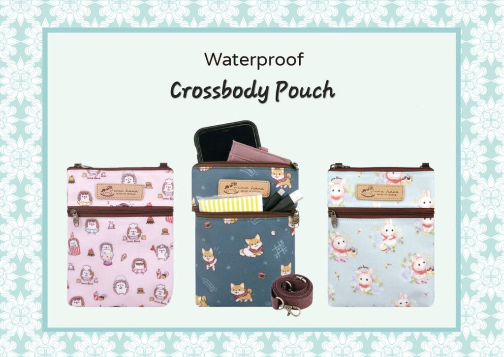 Blue Corgis & Coffee Crossbody Pouch