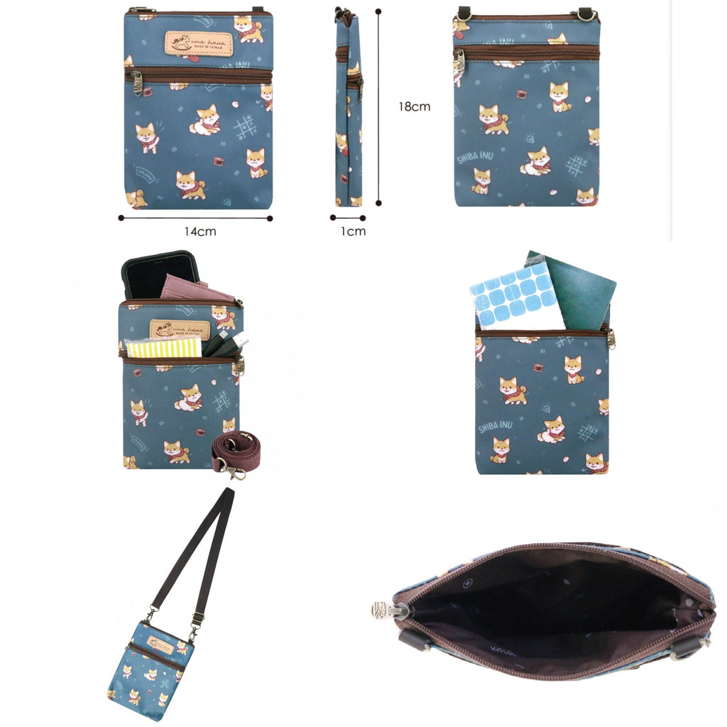 Blue Corgis & Coffee Crossbody Pouch