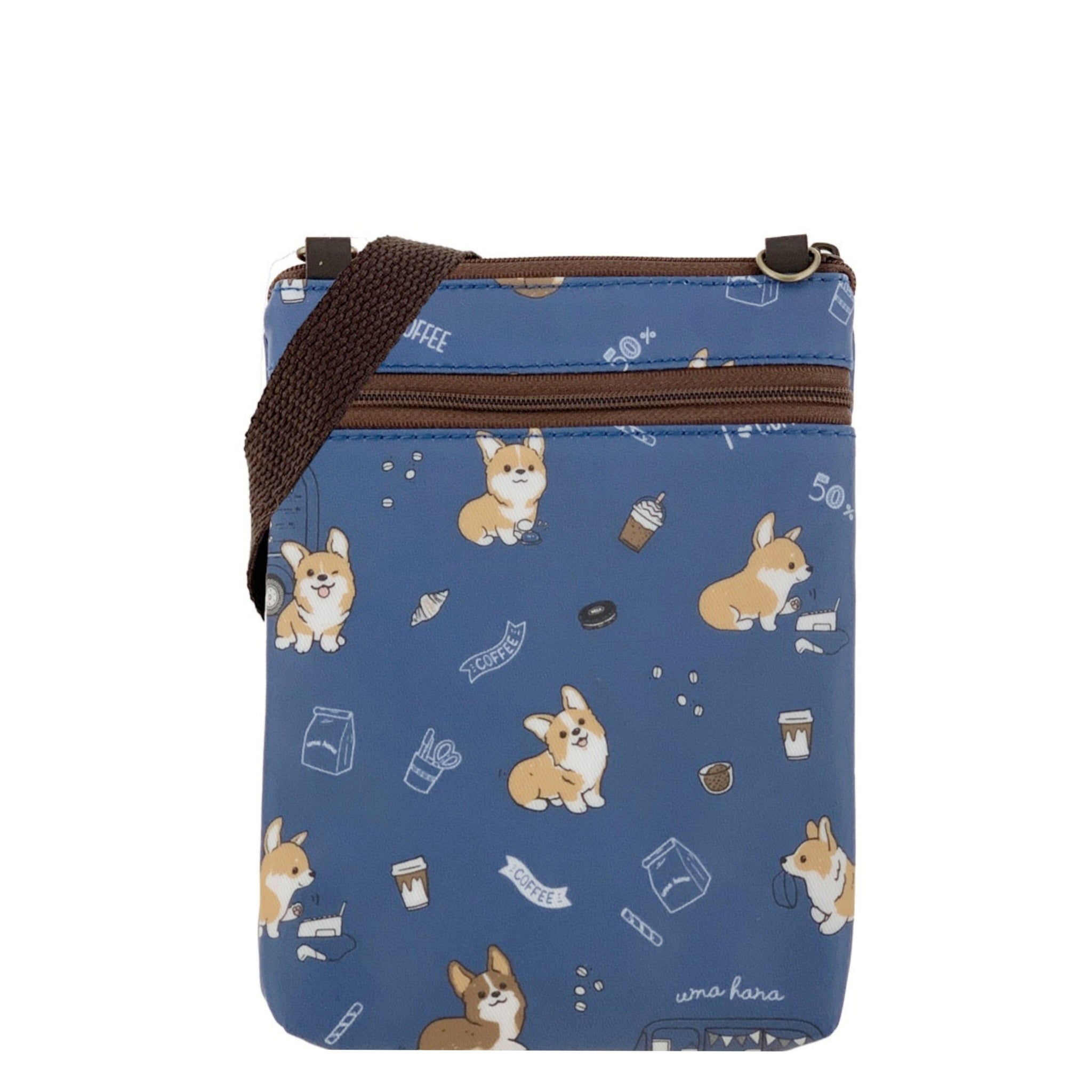 Blue Corgis & Coffee Crossbody Pouch Crossbody Tworgis 