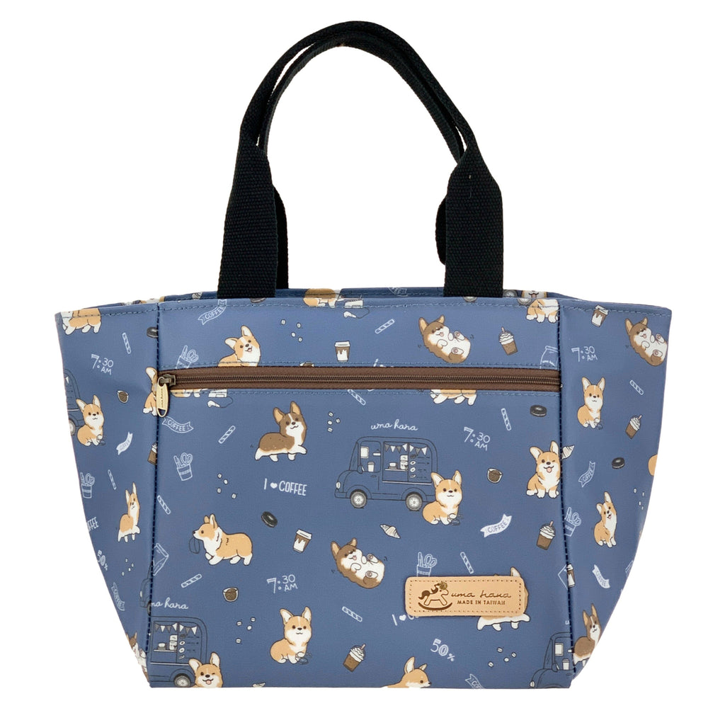 Blue Corgis & Coffee Insulated Lunch Tote