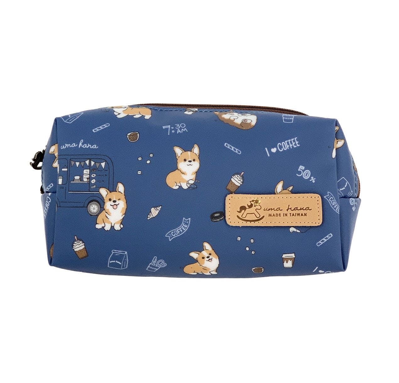 Blue Corgis & Coffee Rectangle Cosmetic Bag Cosmetic Bag Tworgis 