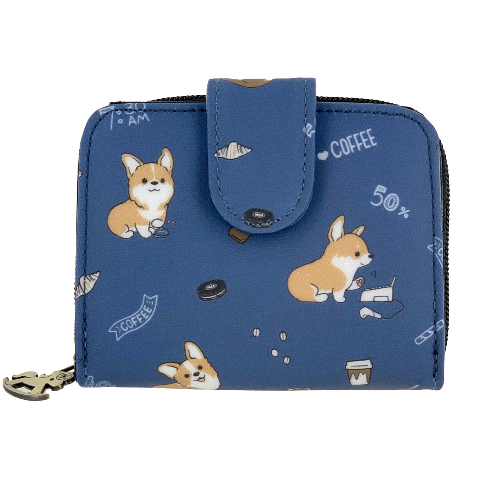 Blue Corgis & Coffee Short Wallet Wallet Tworgis 