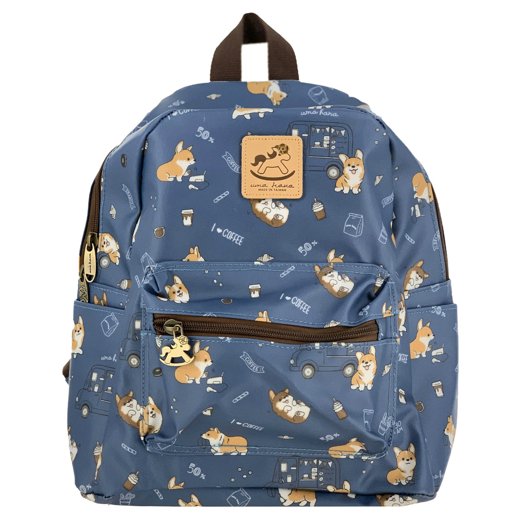 Blue Corgis & Coffee Small Backpack