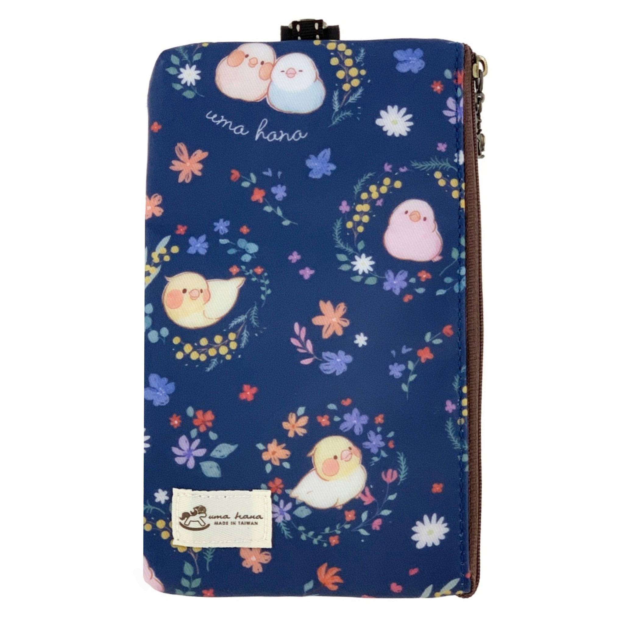 Blue Floral Birds Phone Pouch Phone Pouch Tworgis 