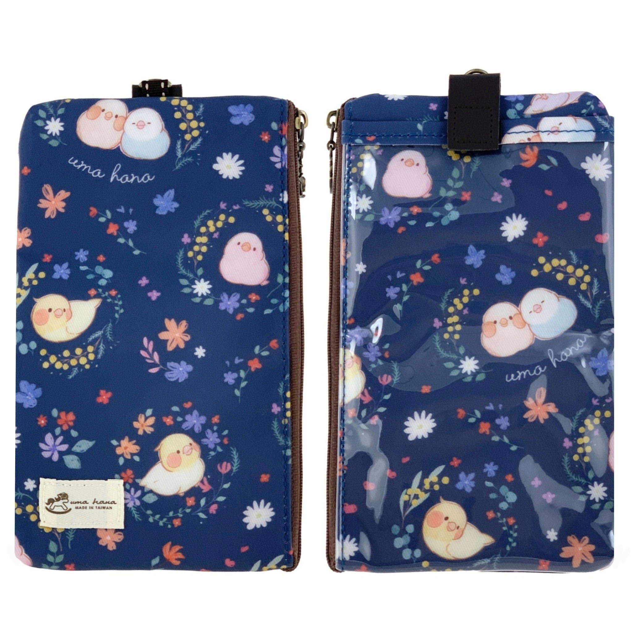 Blue Floral Birds Phone Pouch Phone Pouch Tworgis 