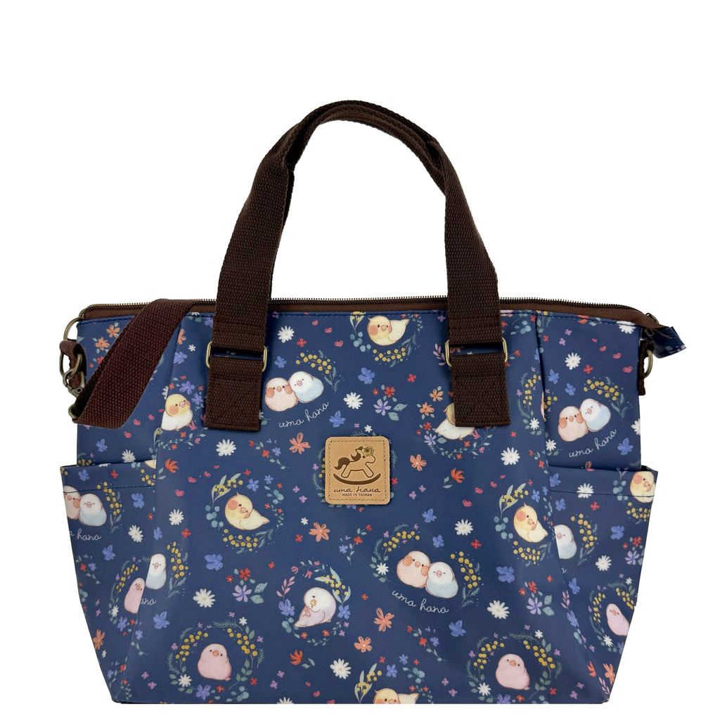 Blue Floral Birds Porlena Shoulder Bag Tote Tworgis 