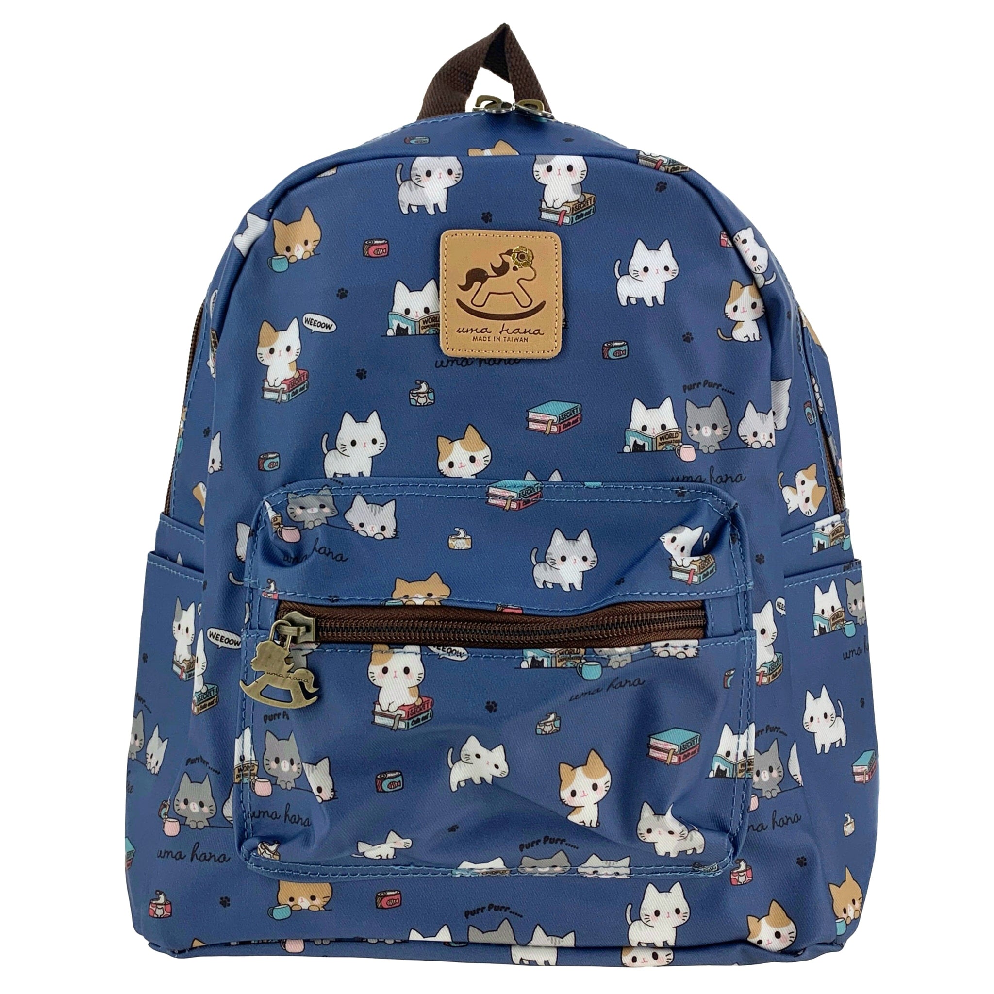 Blue Meow Cat Small Backpack Backpack Tworgis 