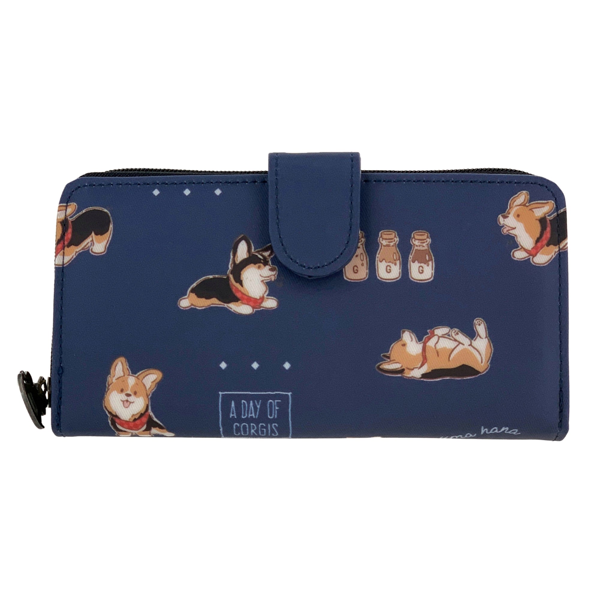 Blue Tricolor Corgi Long Snap Fold Wallet Wallet Tworgis 