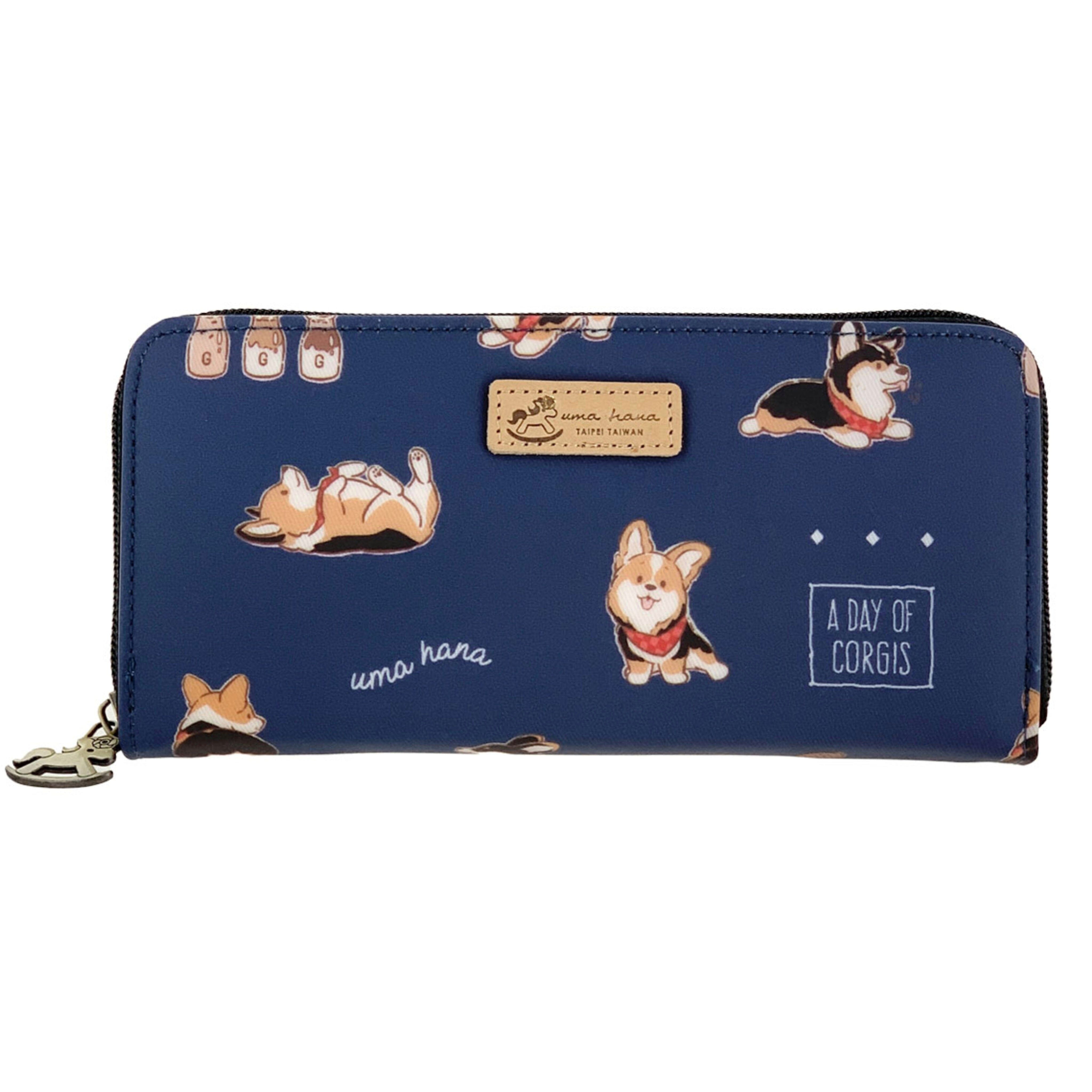 Blue Tricolor Corgi Long Wallet