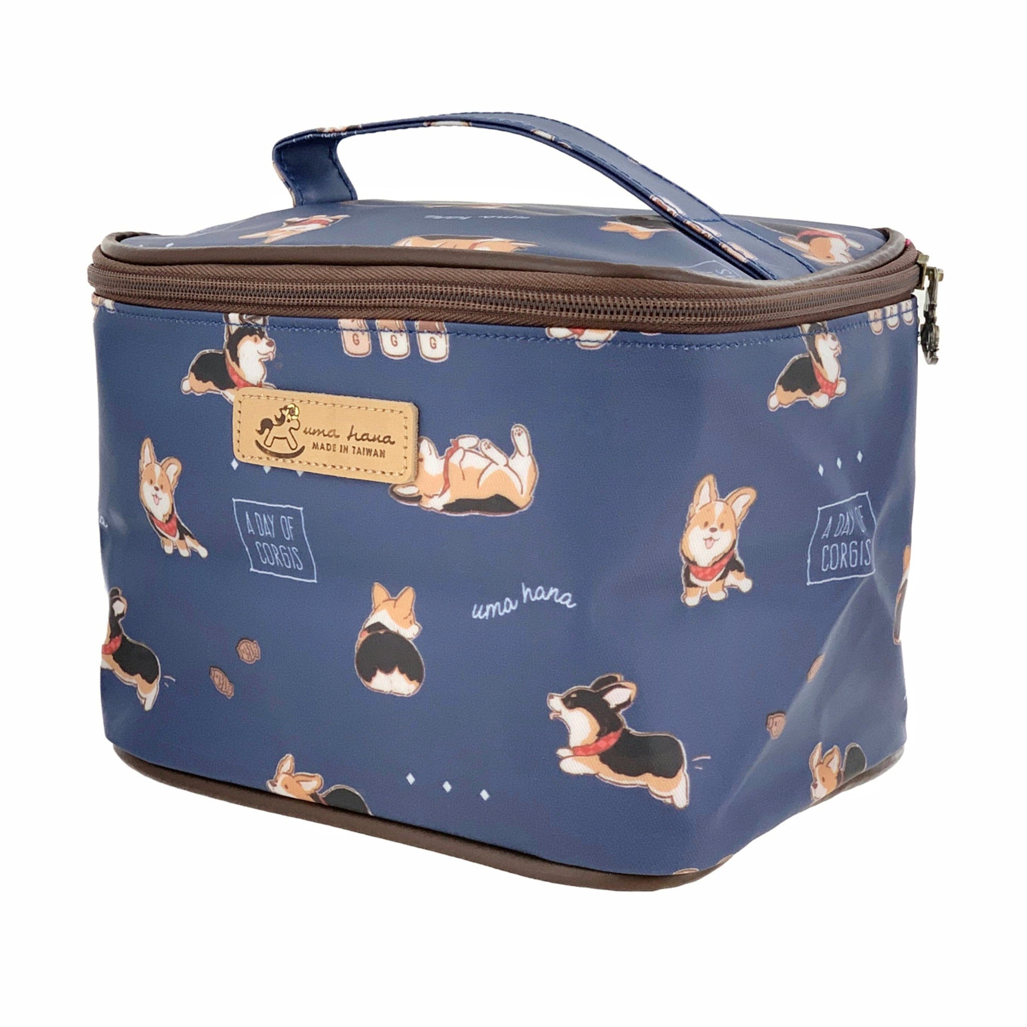 Blue Tricolor Corgi Travel Cosmetic Bag Cosmetic Bag Tworgis 