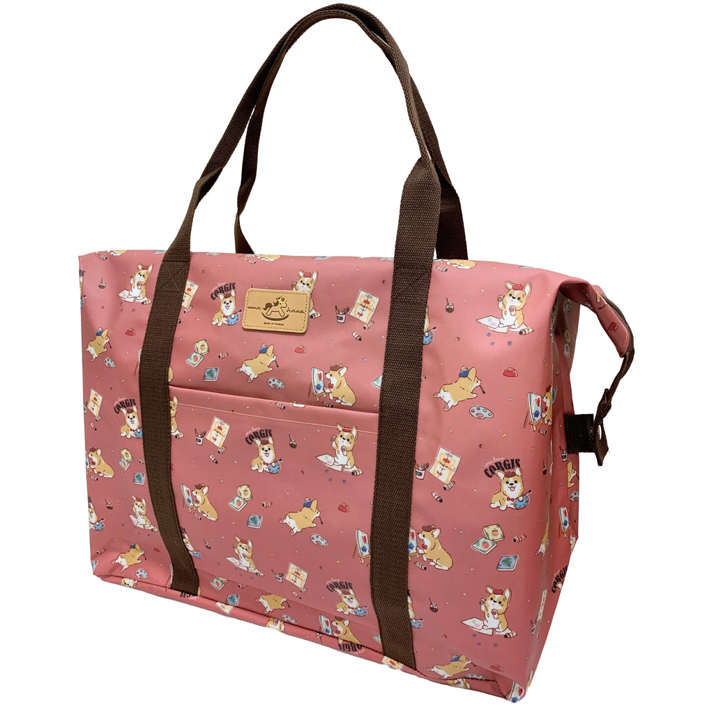 Cherry Red Color Me Corgi Extra Large Travel Tote Tote Tworgis 