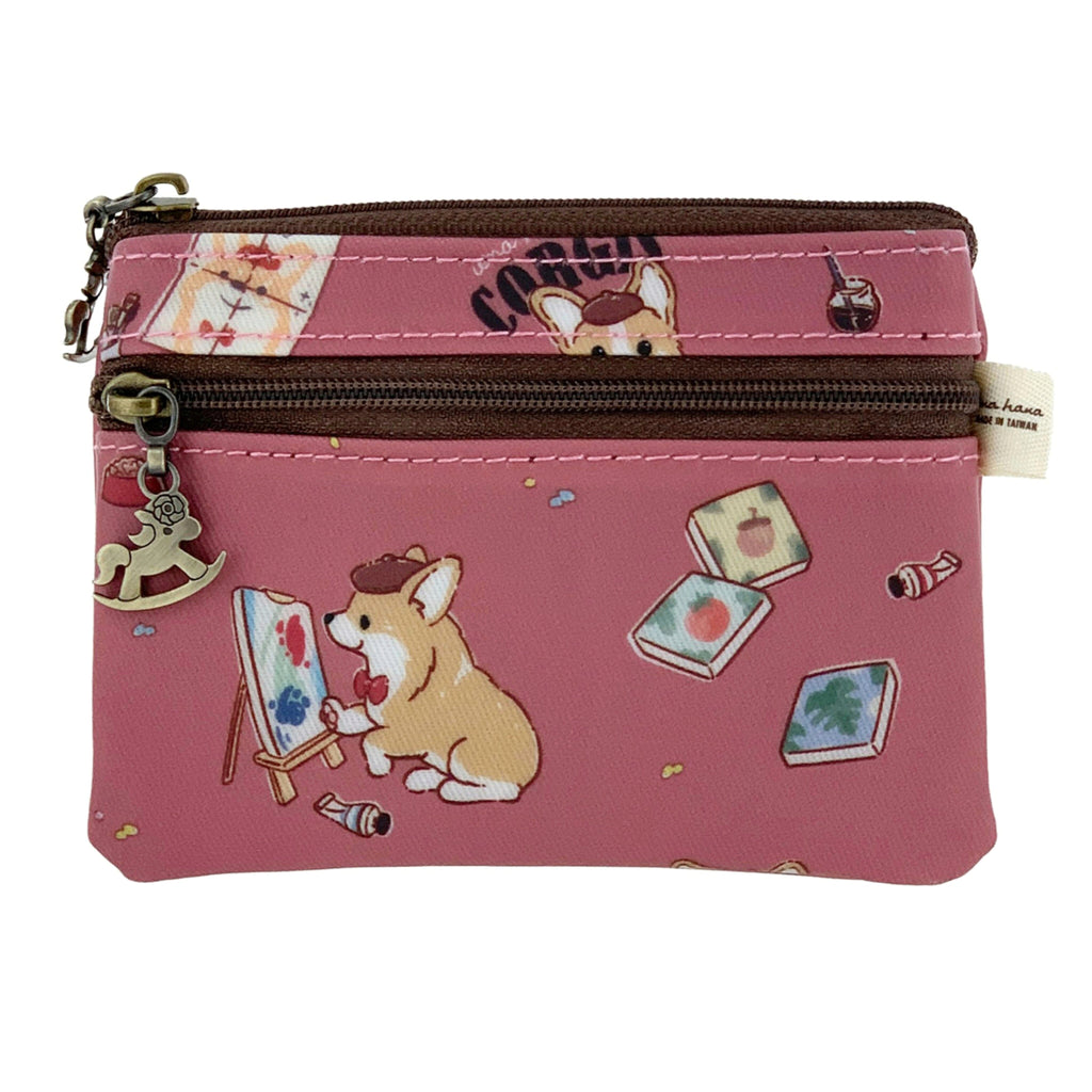 Cherry Red Color Me Corgi Keychain Coin Purse Keychain Coin Purse Tworgis 