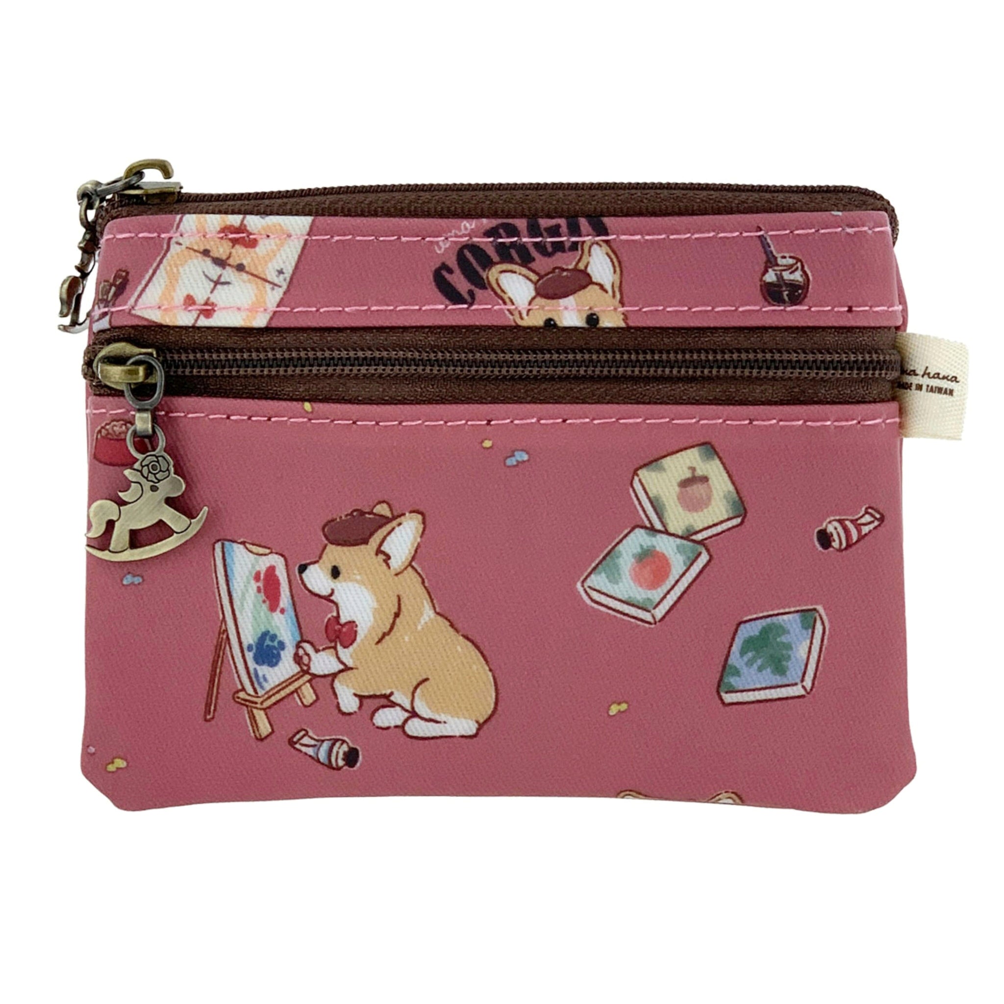 Cherry Red Color Me Corgi Keychain Coin Purse Keychain Coin Purse Tworgis 