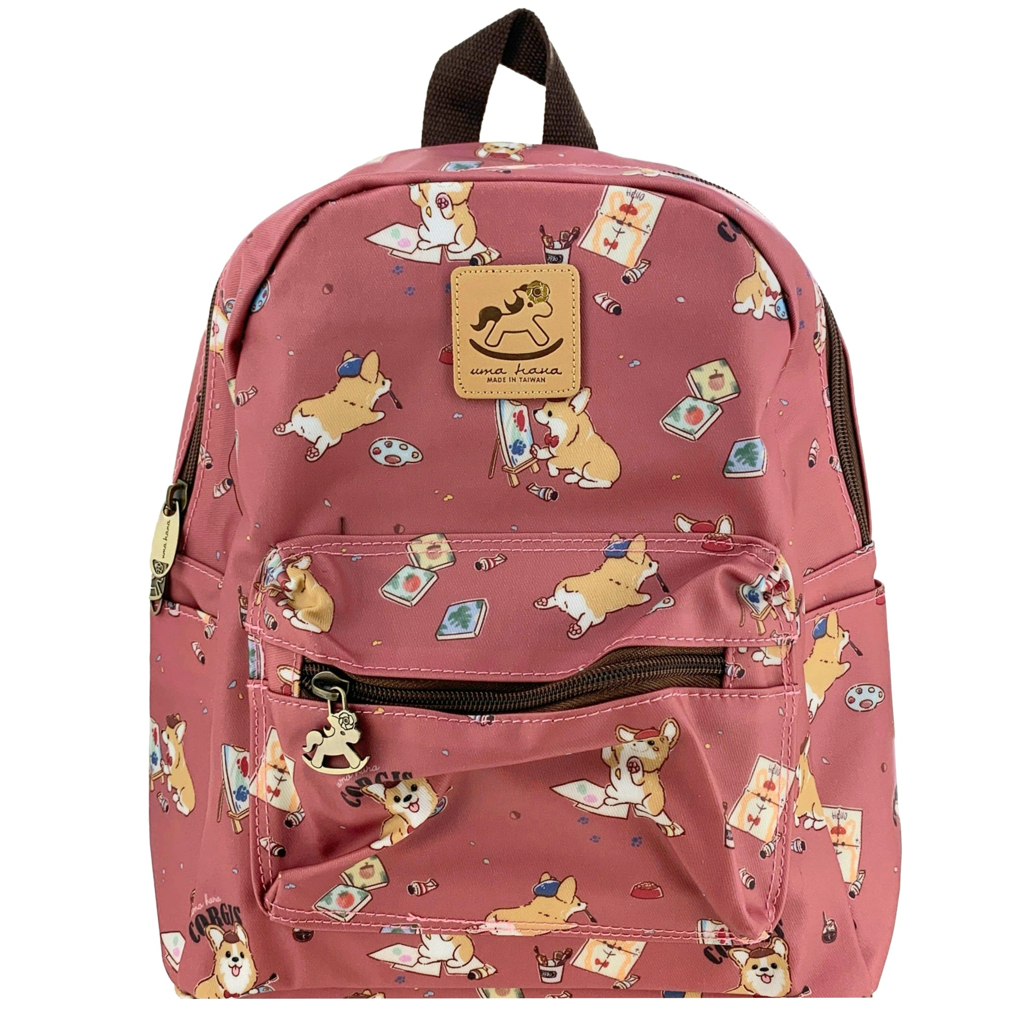 Cherry Red Color Me Corgi Small Backpack Backpack Tworgis 